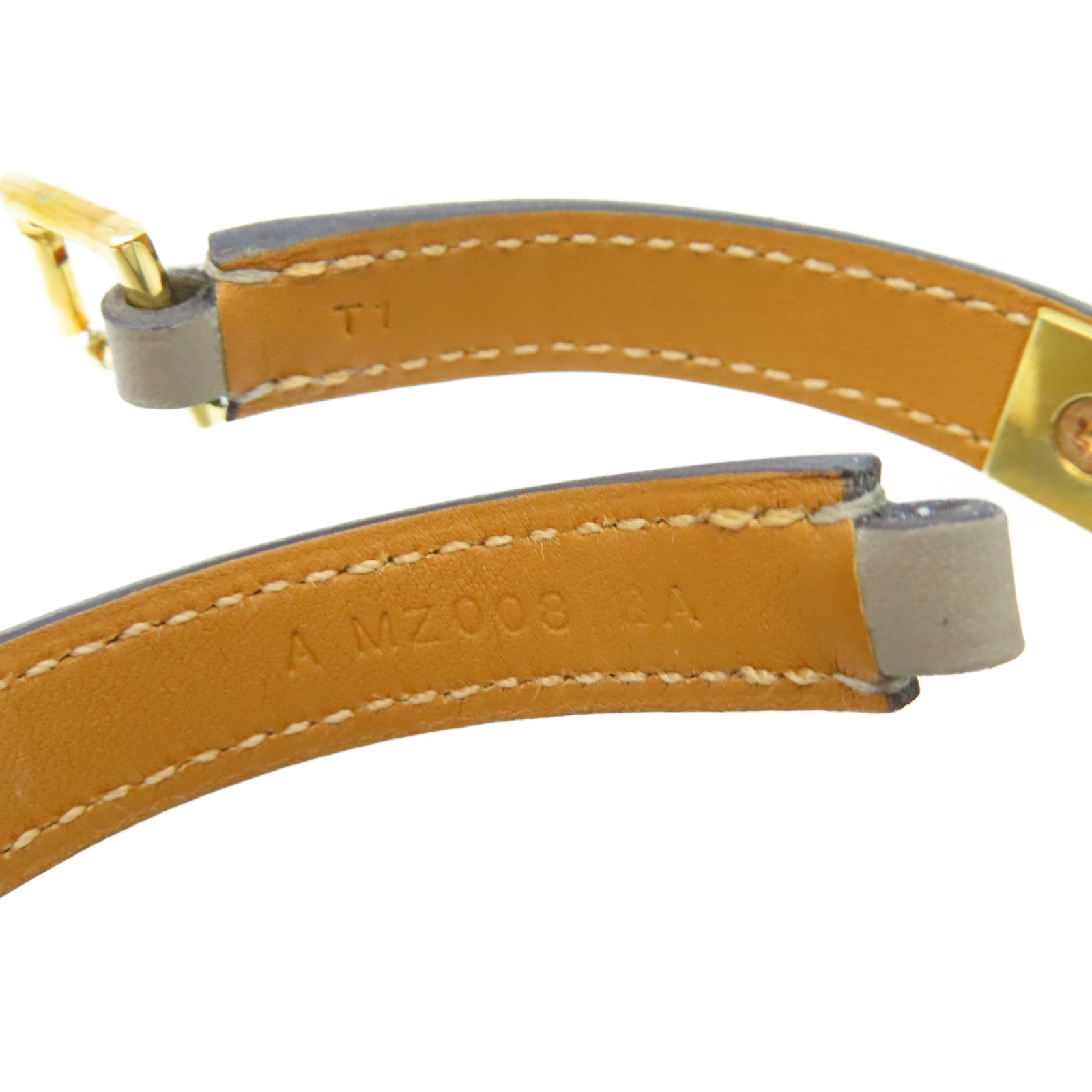HERMES 【激減優惠】Swift皮革Rivale Double Tour Bracelet金扣手鏈金色/大象灰色
