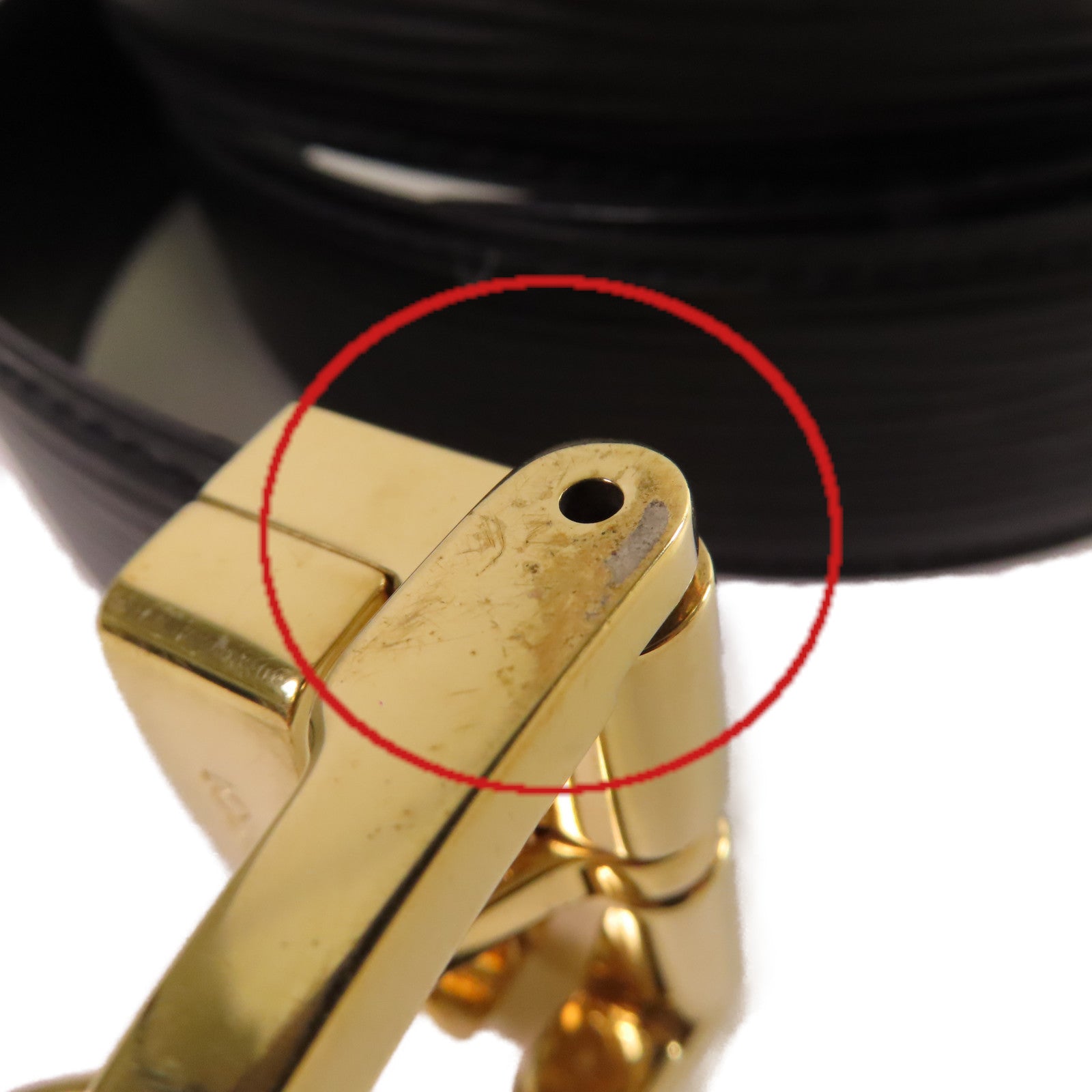 LOUIS VUITTON Epi Belt金扣皮帶黑色