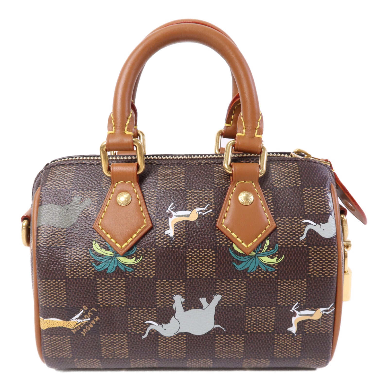 LOUIS VUITTON Damier Heritage Speedy Bandouliere 18 X The Darjeeling金扣手挽肩背兩用袋