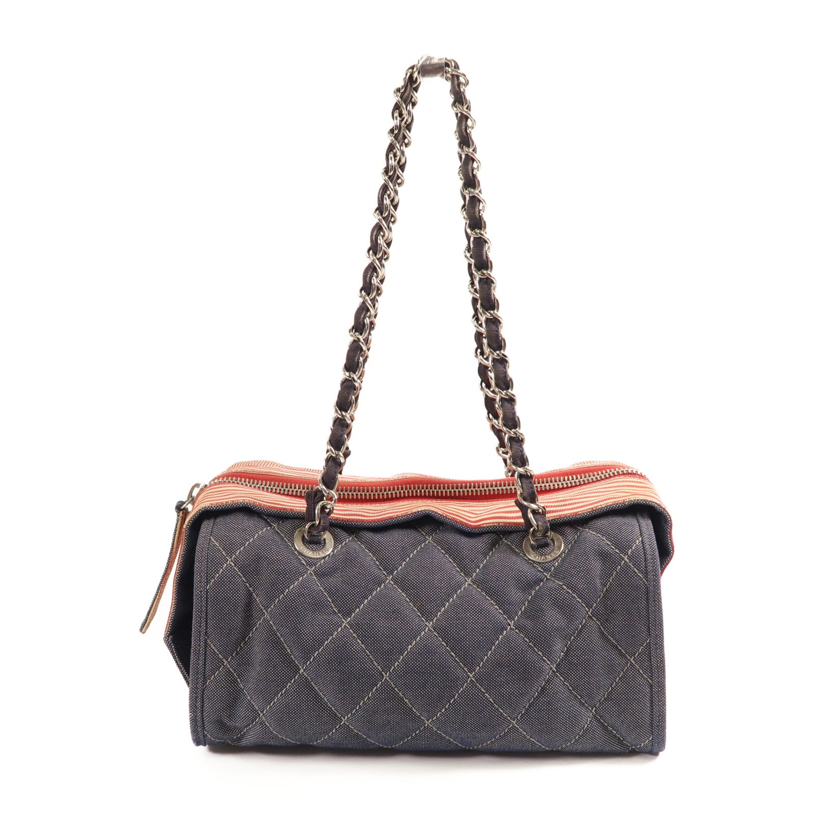 CHANEL CC SHW Chain Shoulder Chain Denim Navy/Red