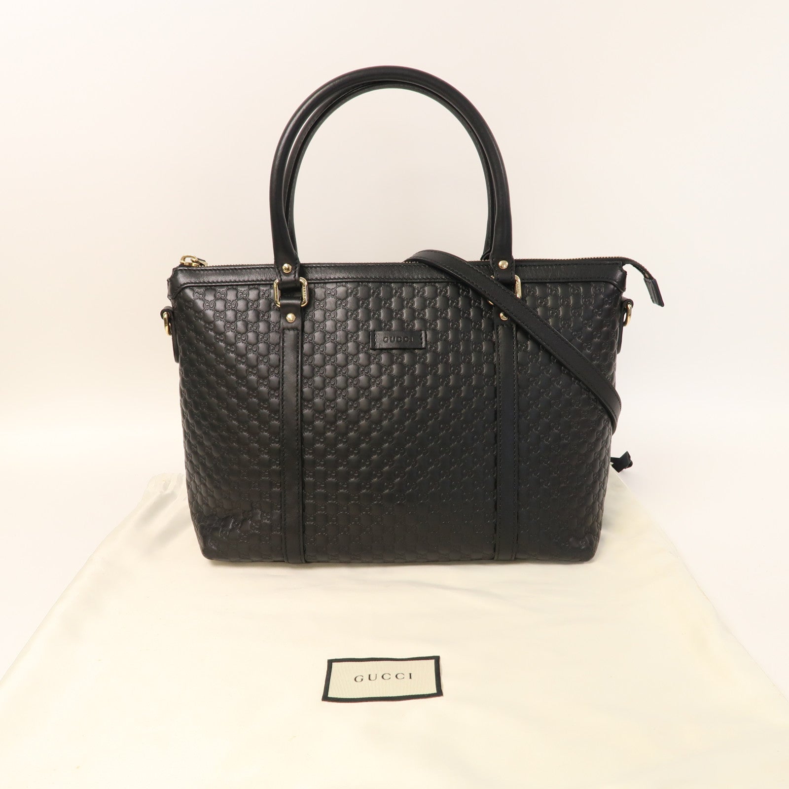 GUCCI 牛皮皮革Guccissima 2 Way Shoulder金扣手挽肩背兩用袋黑色