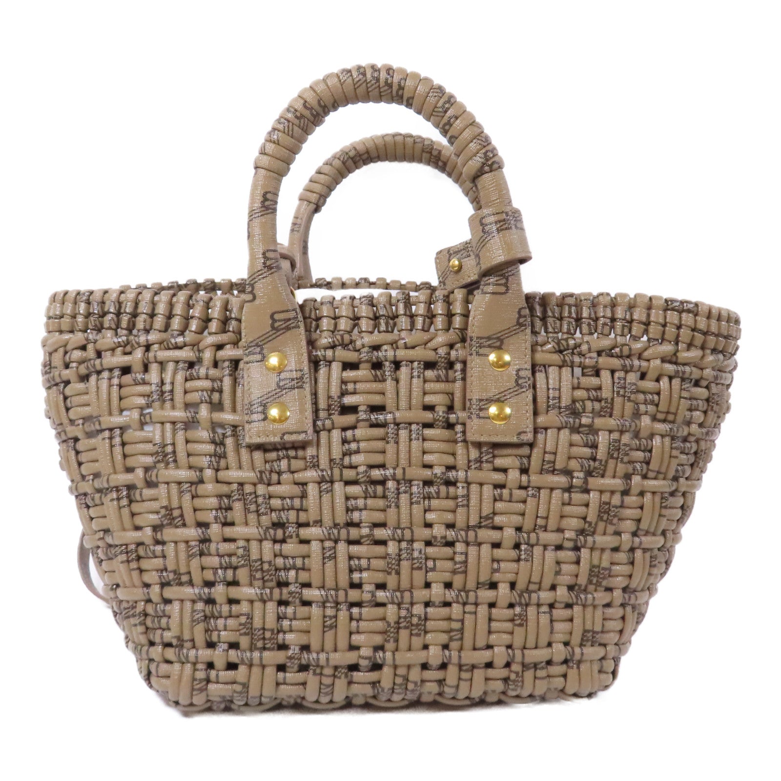 BALENCIAGA 塗層帆布Bale Bistro金扣手挽肩背兩用袋啡色