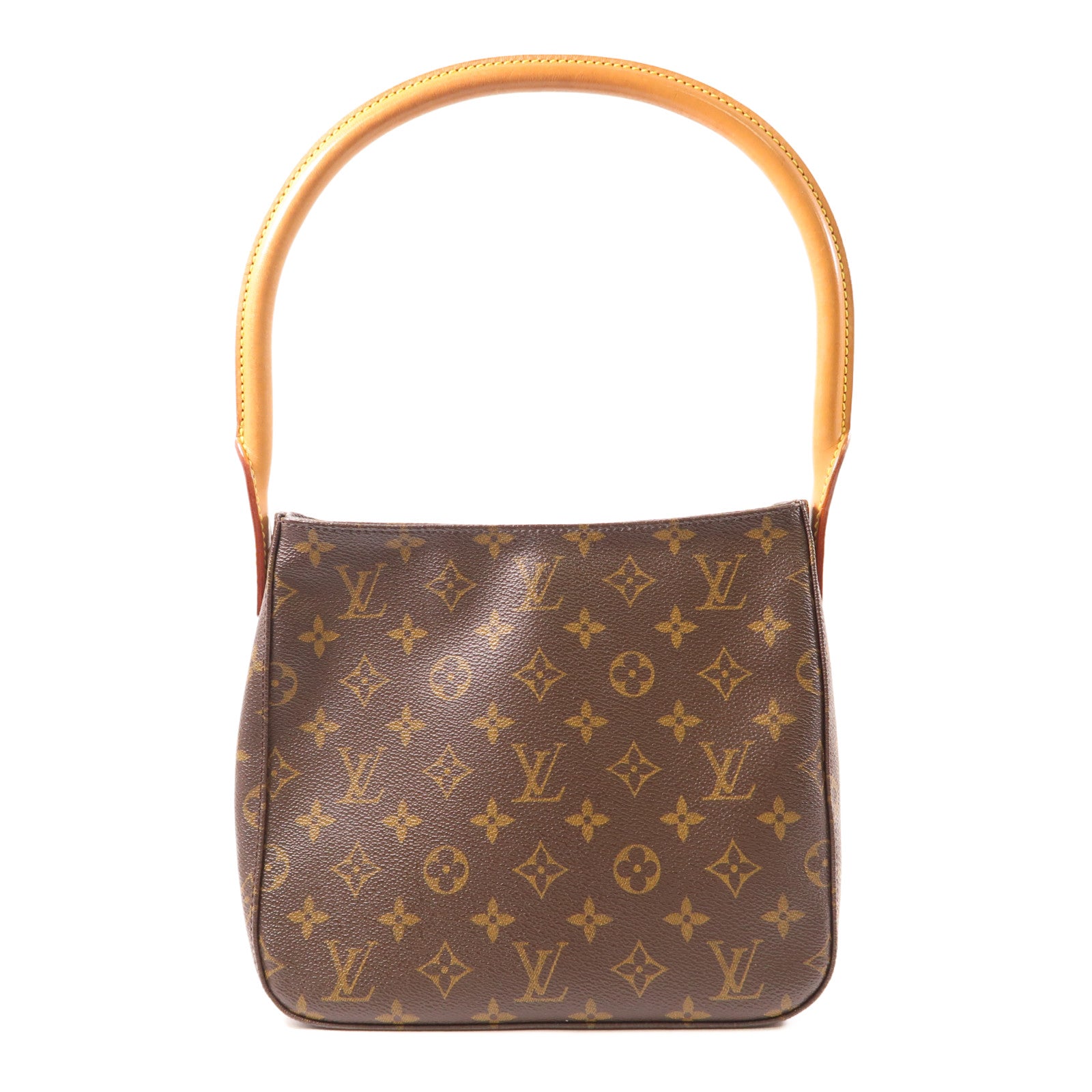 LOUIS VUITTON Monogram Looping MM金扣肩背袋棕色