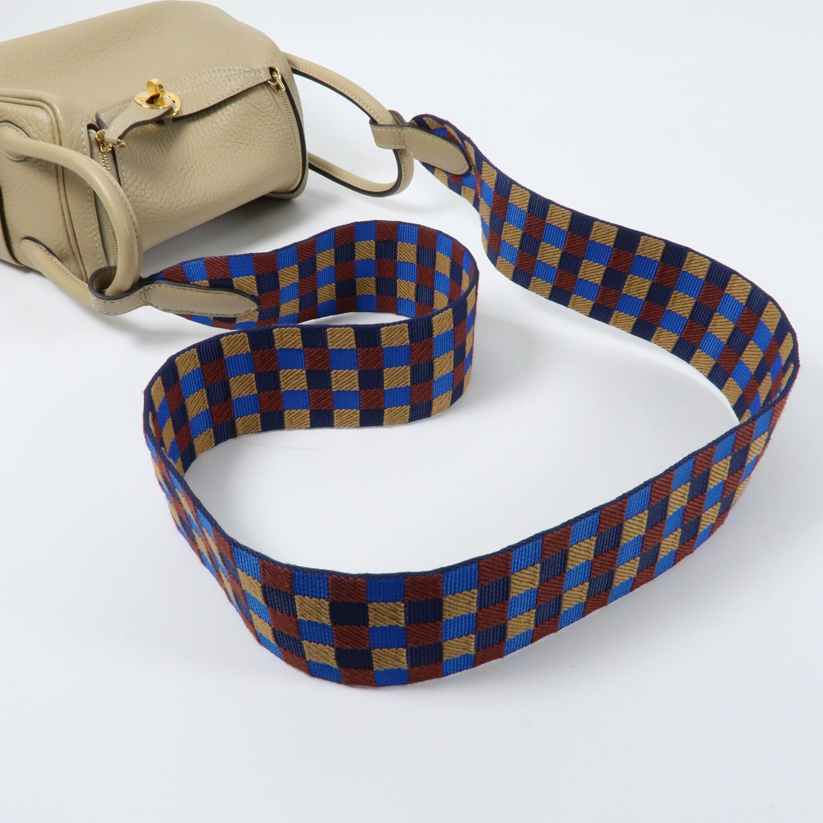 HERMES Clemence皮革Mini Lindy金扣手挽肩背兩用袋Trench