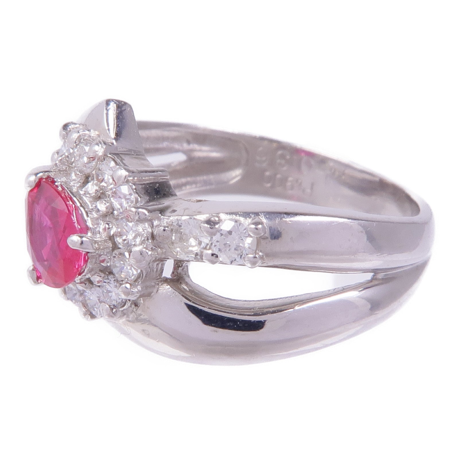 JEWELRY PT900鉑金Ruby Diamond Ring紅寶石鑽石戒指US#5.75