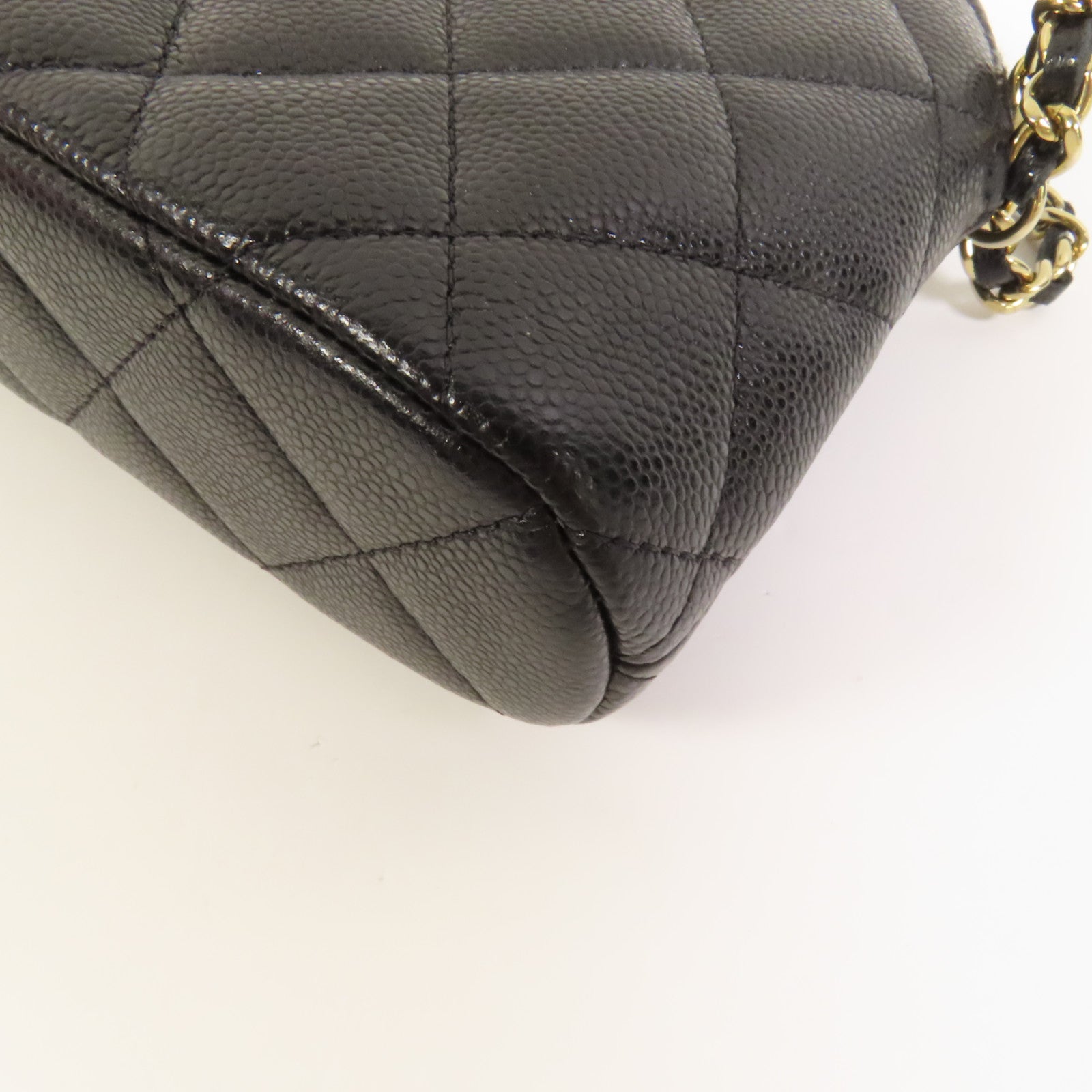 CHANEL 牛皮皮革Chain Shoulder金扣鏈帶肩背袋