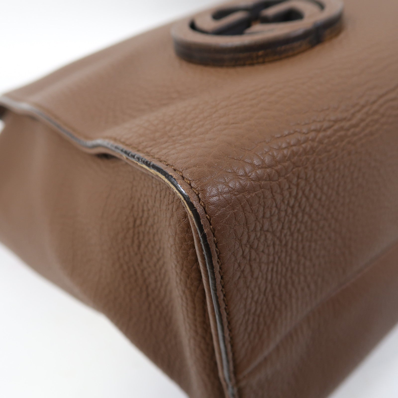 GUCCI 牛皮皮革Shoulder Bag金扣肩背袋啡色