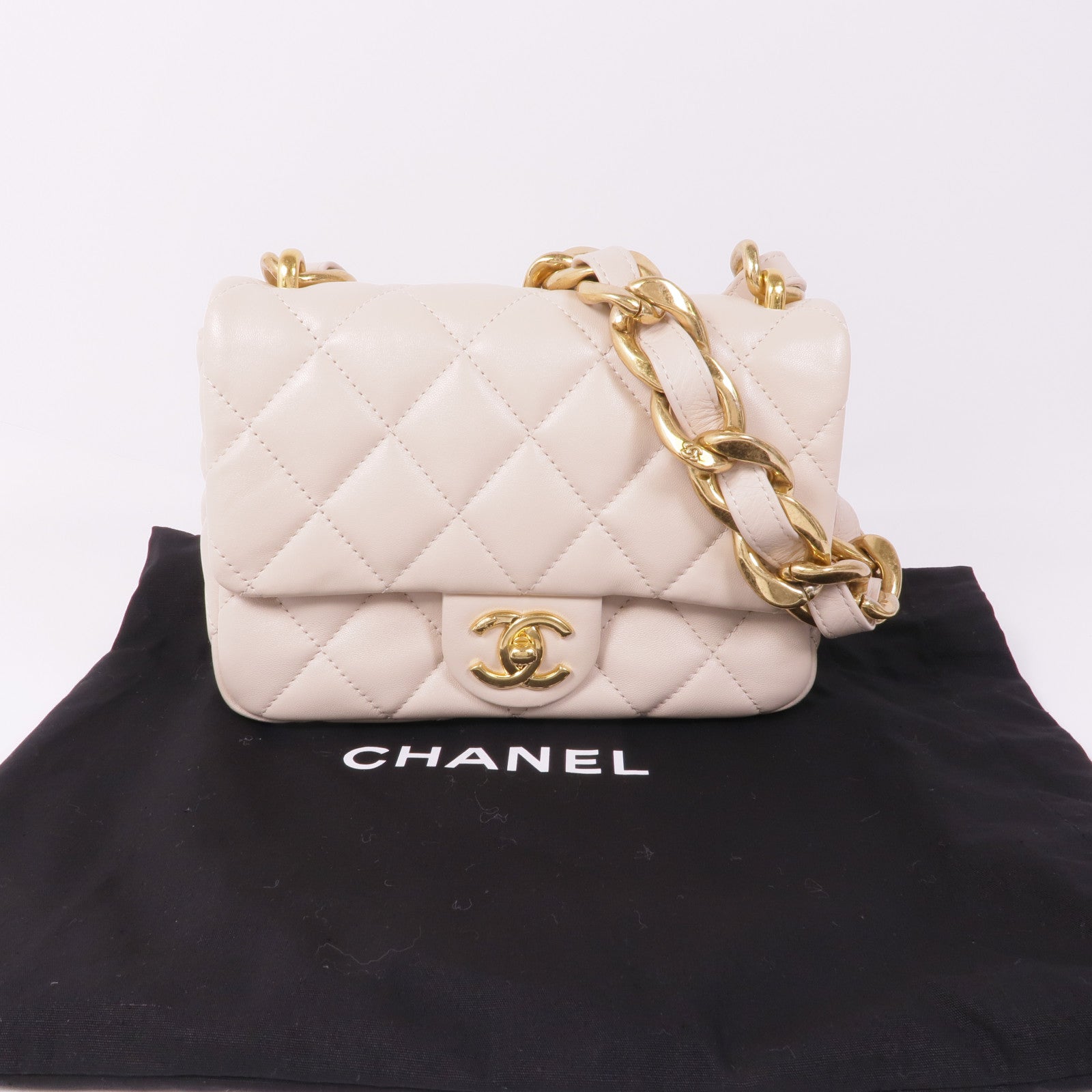 CHANEL 羊皮皮革Chain Shoulder Bag金扣鏈帶肩背袋