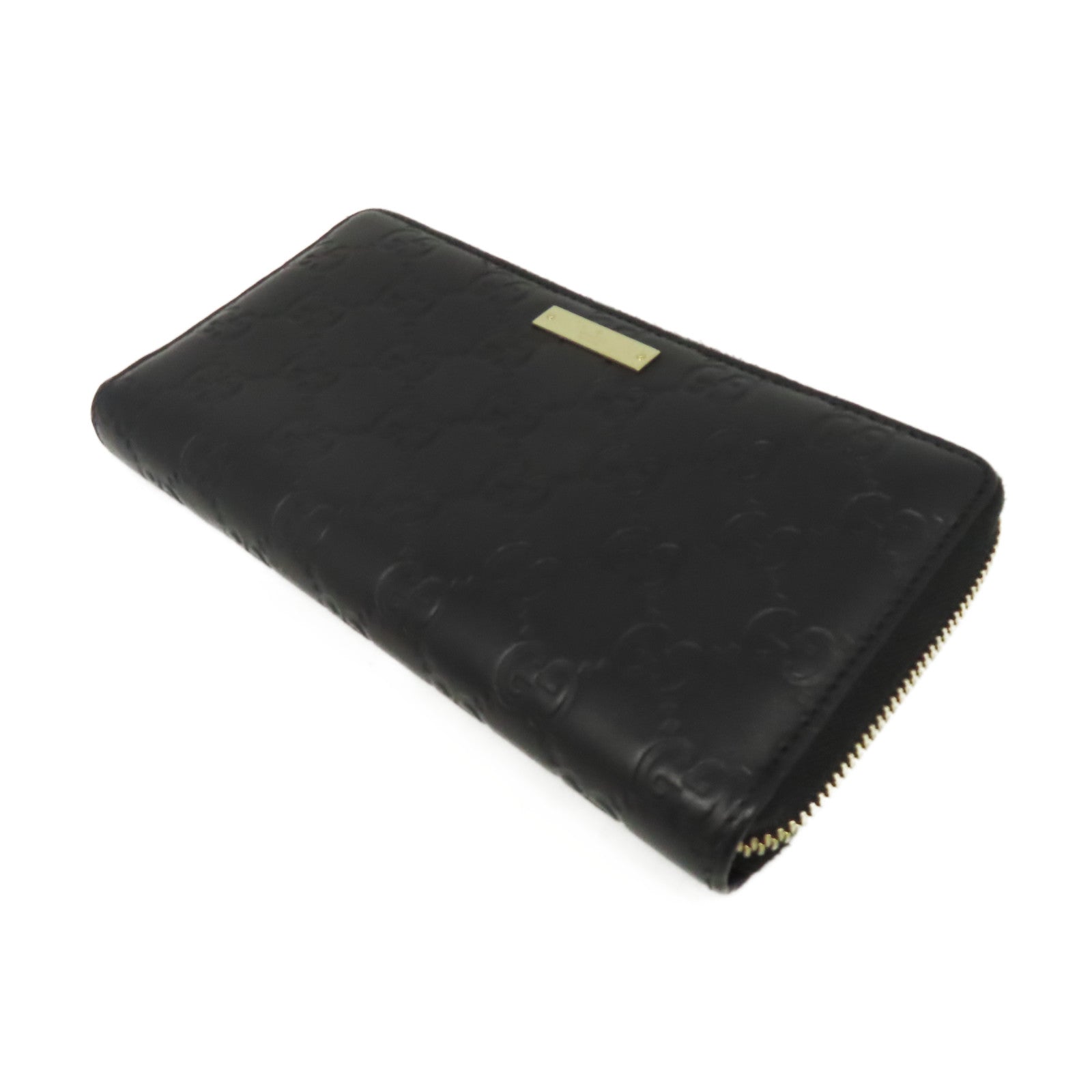 GUCCI 【激減優惠】牛皮皮革Zipper Long Wallet金扣長錢包黑色