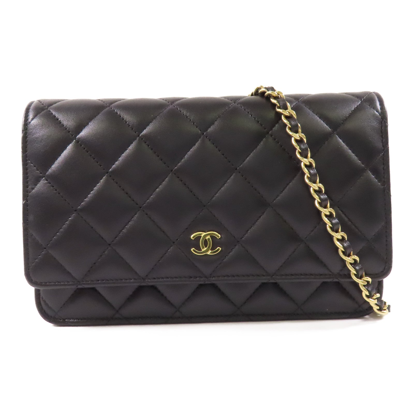 CHANEL 皮革WOC Wallet On Chain金扣鏈帶肩背袋