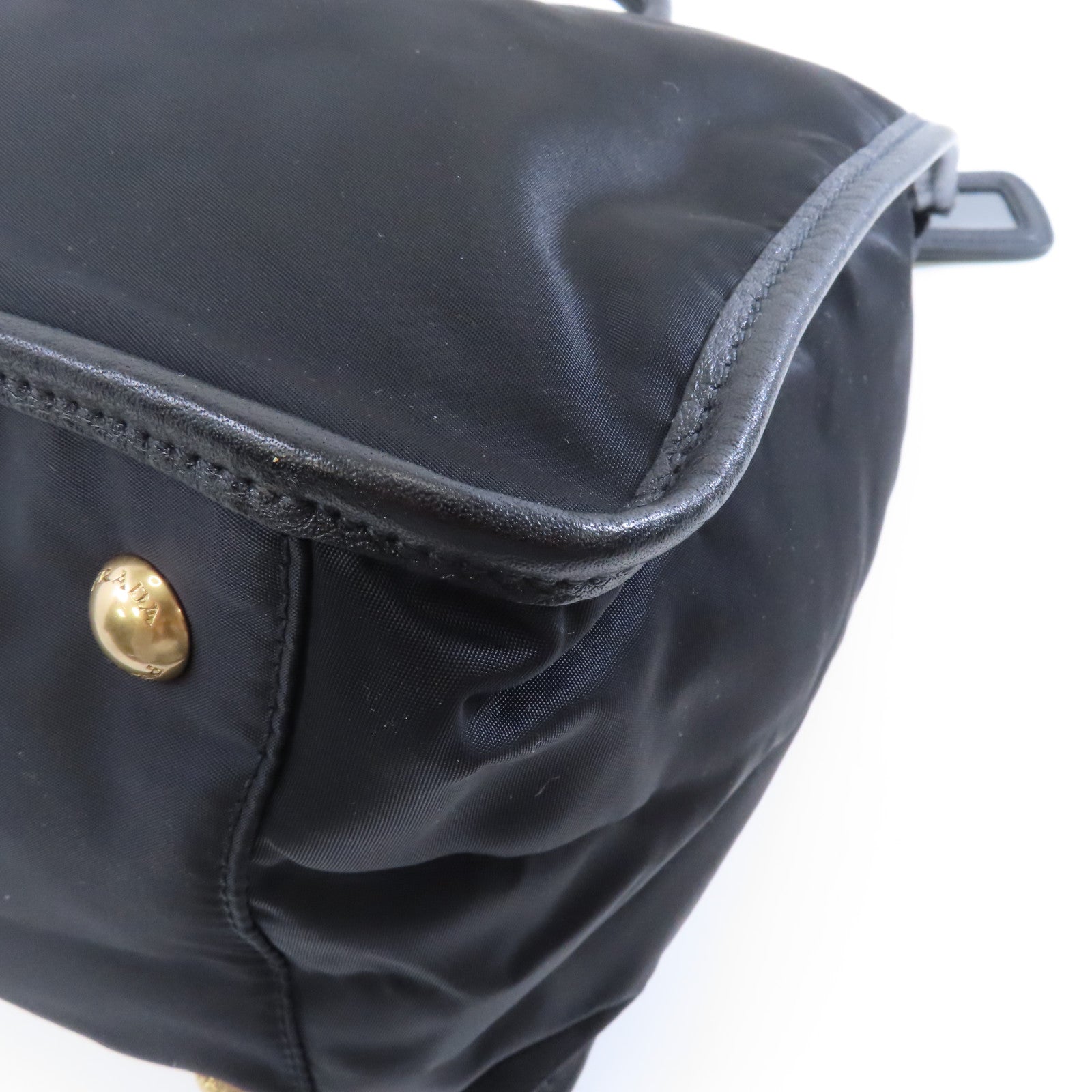 PRADA 尼龍/皮革2 Way Shoulder金扣手挽肩背兩用袋黑色