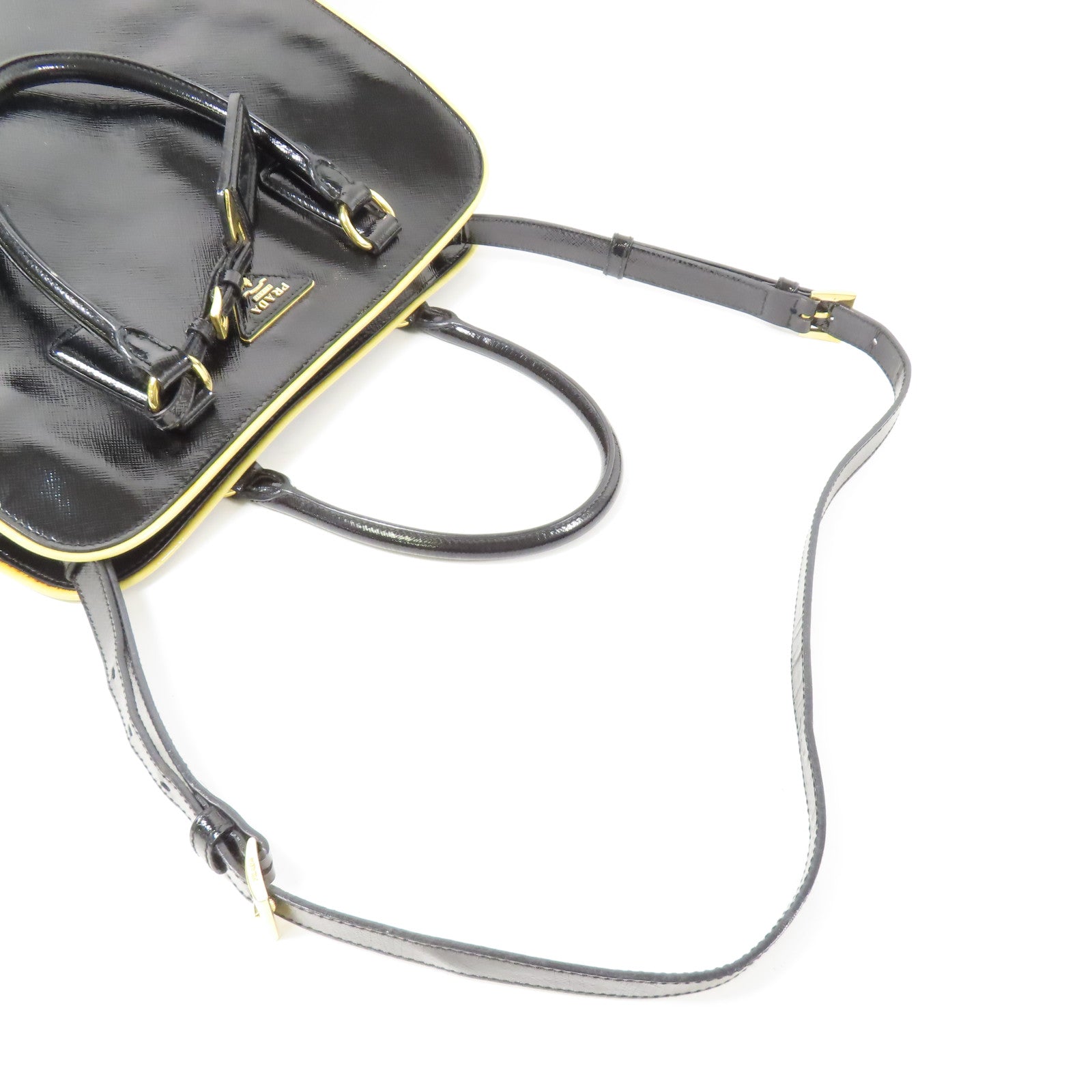 PRADA 漆皮皮革2Way Shoulder金扣手挽肩背兩用袋