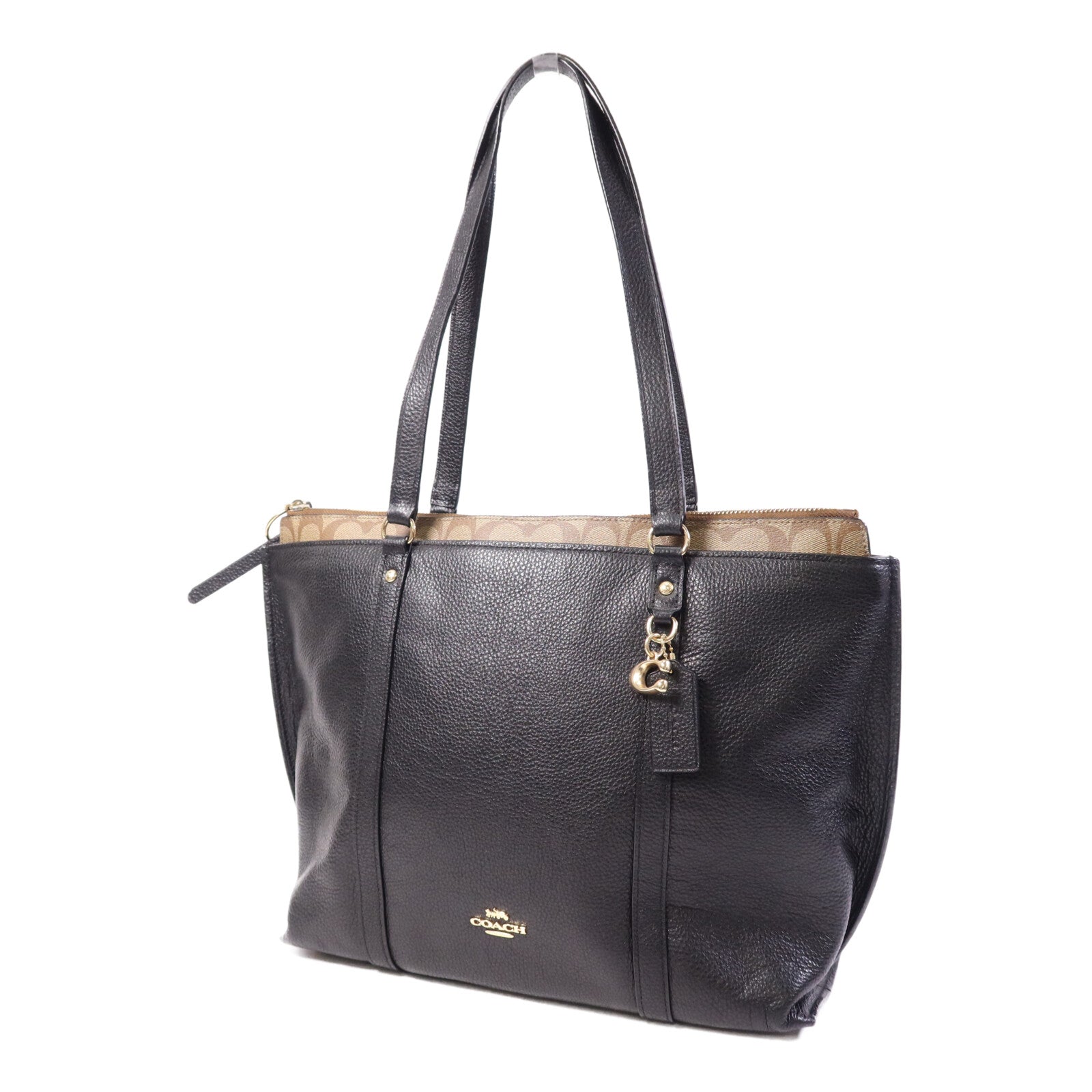 COACH 帆布/皮革Tote Bag金扣手挽袋
