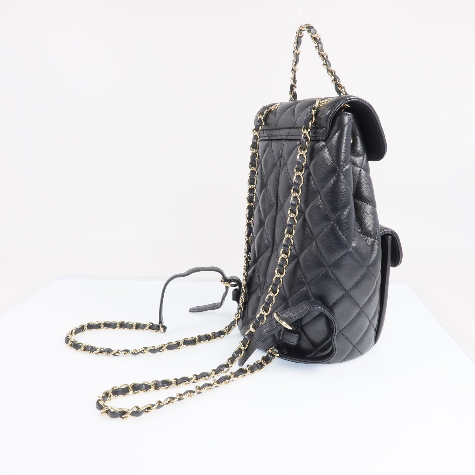 CHANEL 牛皮皮革Backpack金扣背包