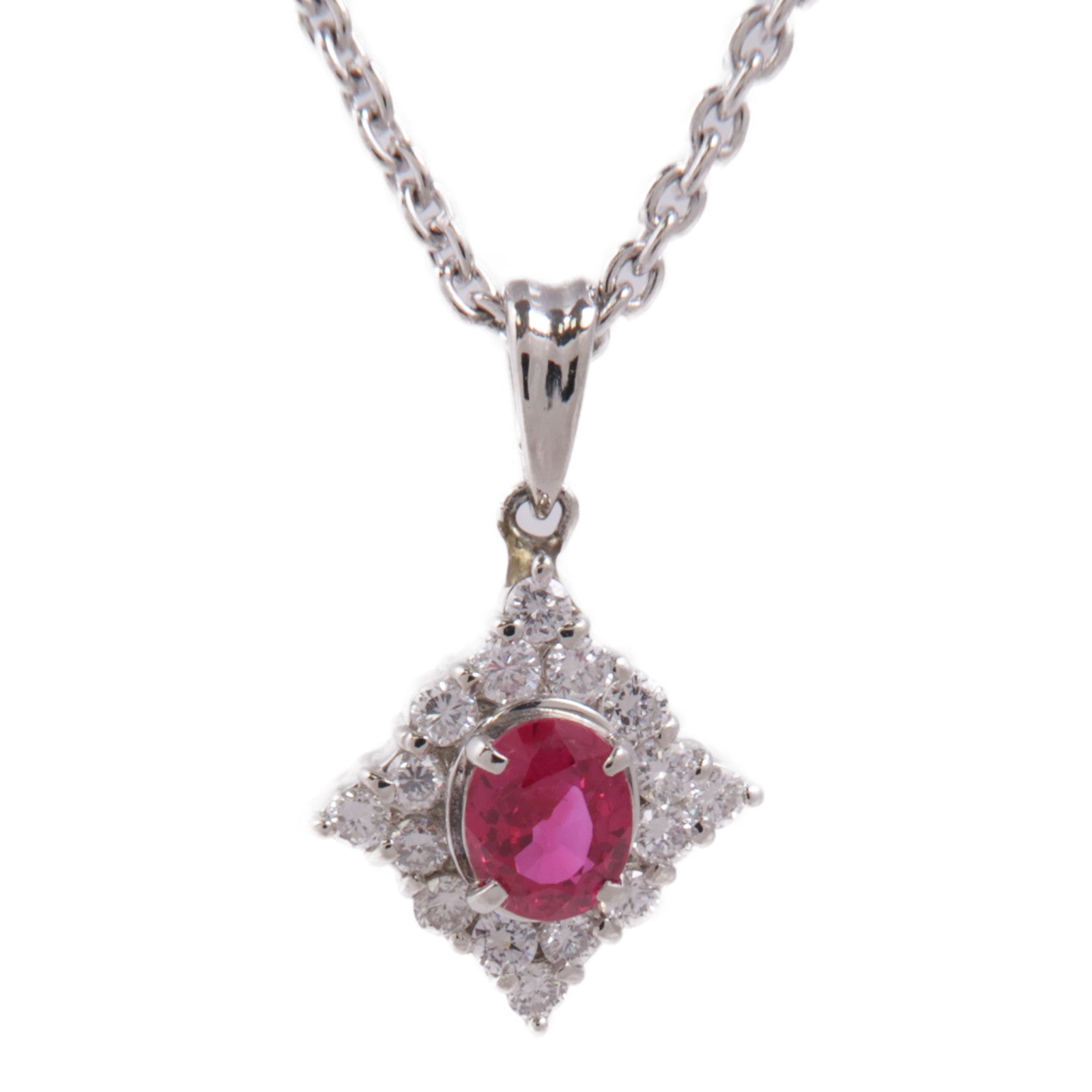 JEWELRY Ruby Diamond Necklace PT900 PT850 Platinum