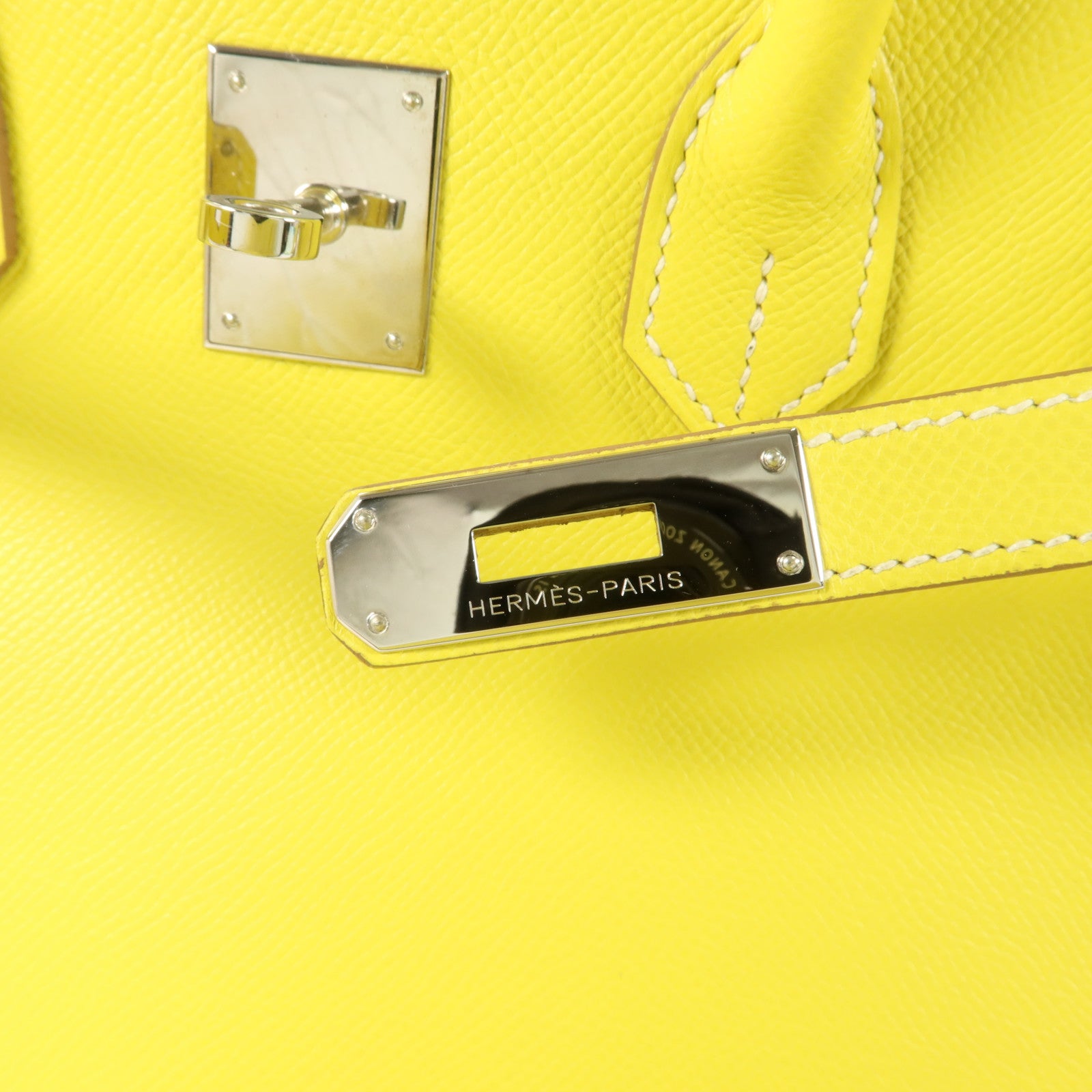 HERMES Epsom皮革Birkin 35手挽袋Lime/Gris Perle