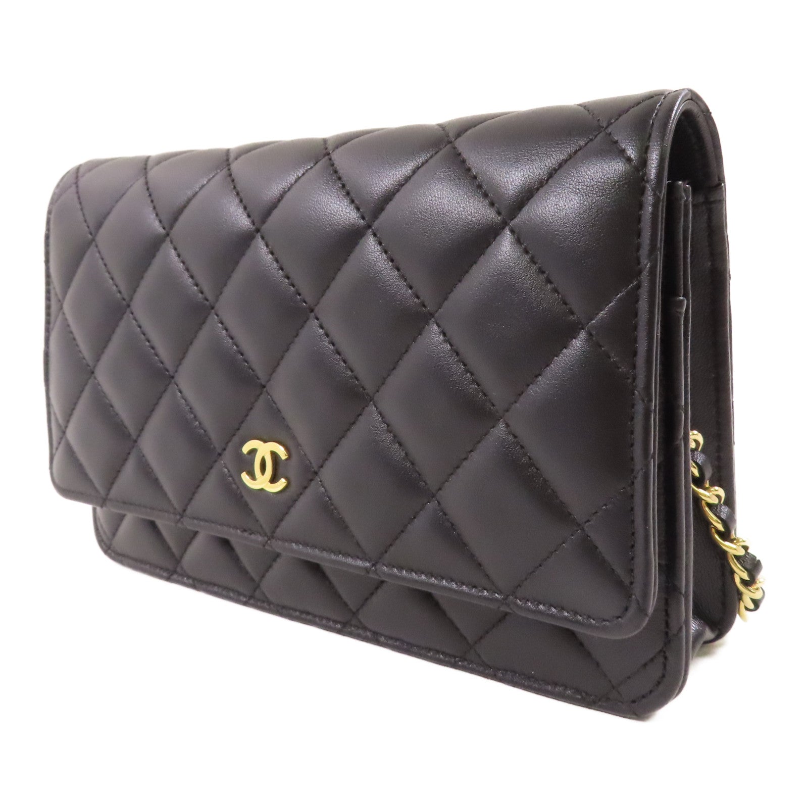 CHANEL 皮革WOC Wallet On Chain金扣鏈帶肩背袋