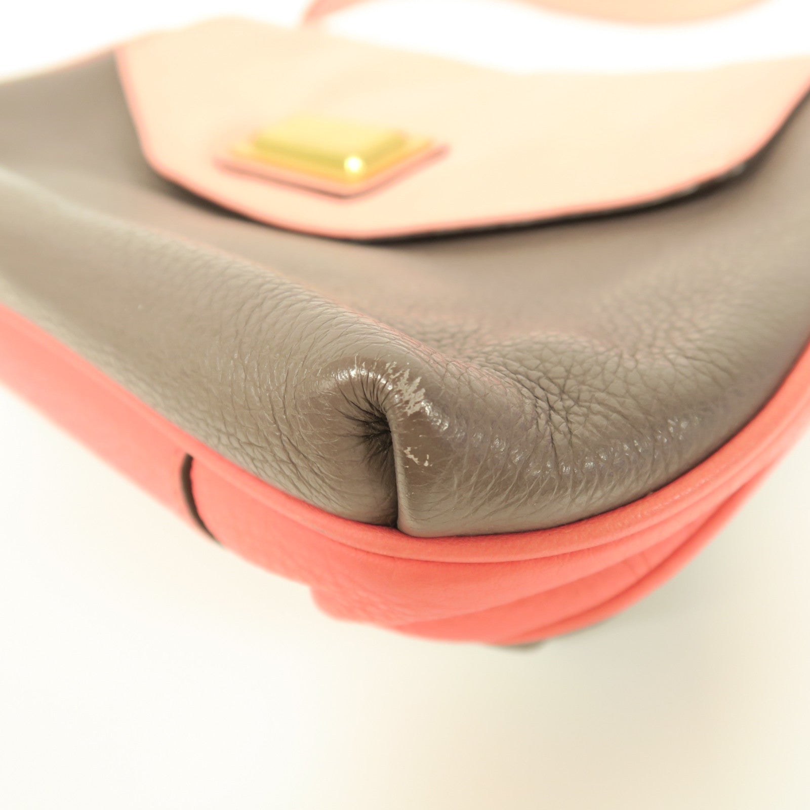 MARC JACOBS 【激減優惠】牛皮皮革Shoulder Bag金扣肩背袋粉紅色/啡色