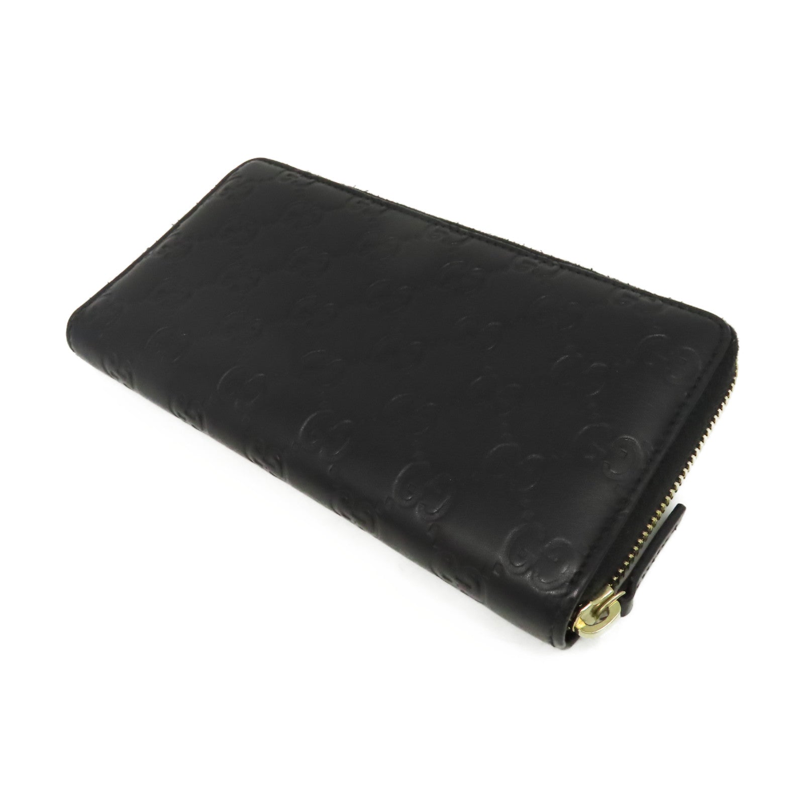 GUCCI 【激減優惠】牛皮皮革Zipper Long Wallet金扣長錢包黑色