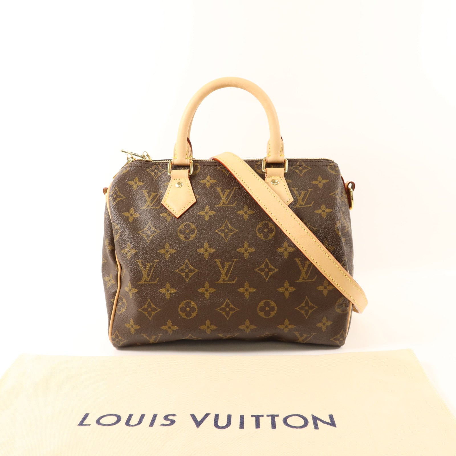 LOUIS VUITTON Monogram Speedy 25 Bandouliere金扣手挽肩背兩用袋