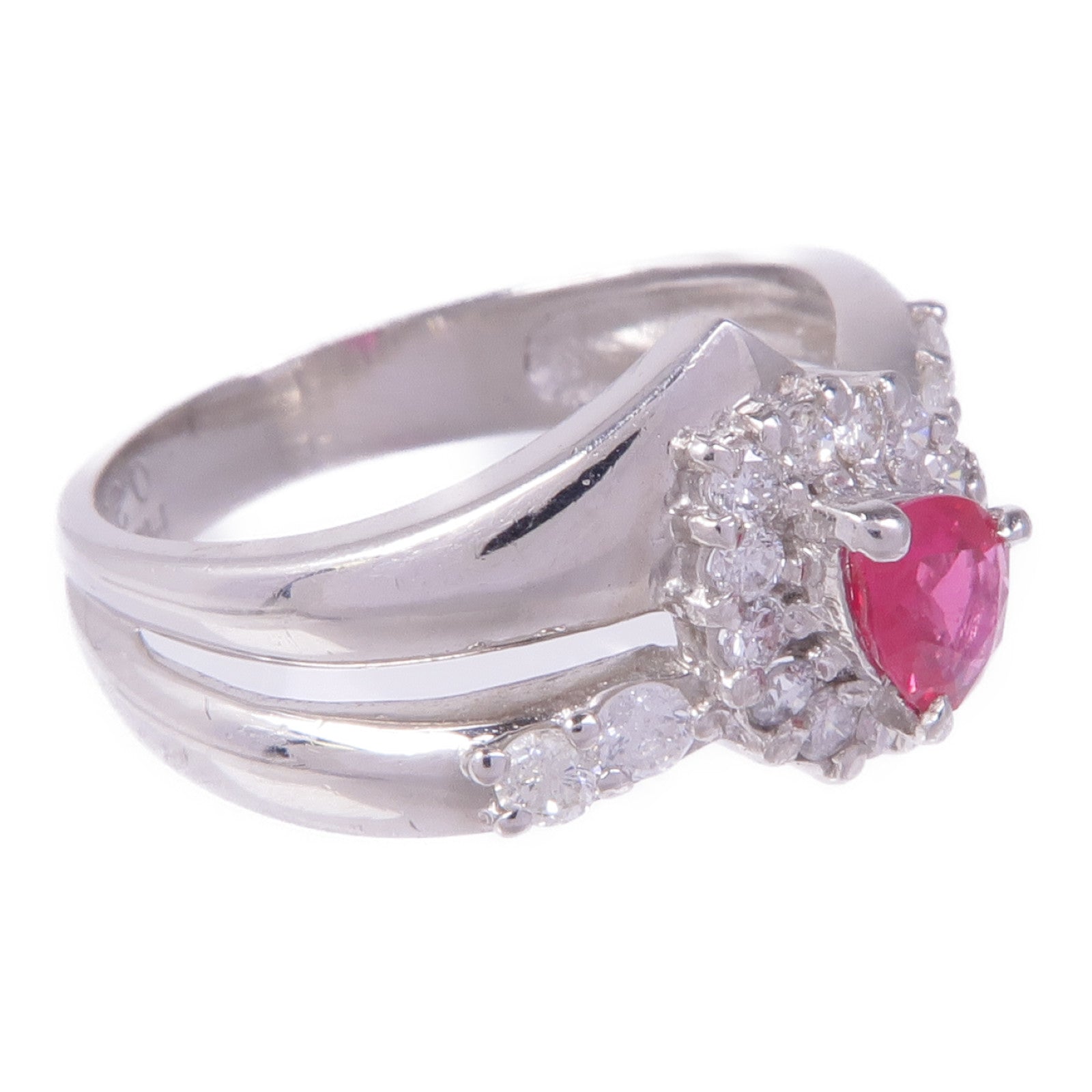 JEWELRY PT900鉑金Ruby Diamond Ring紅寶石鑽石戒指US#5.75