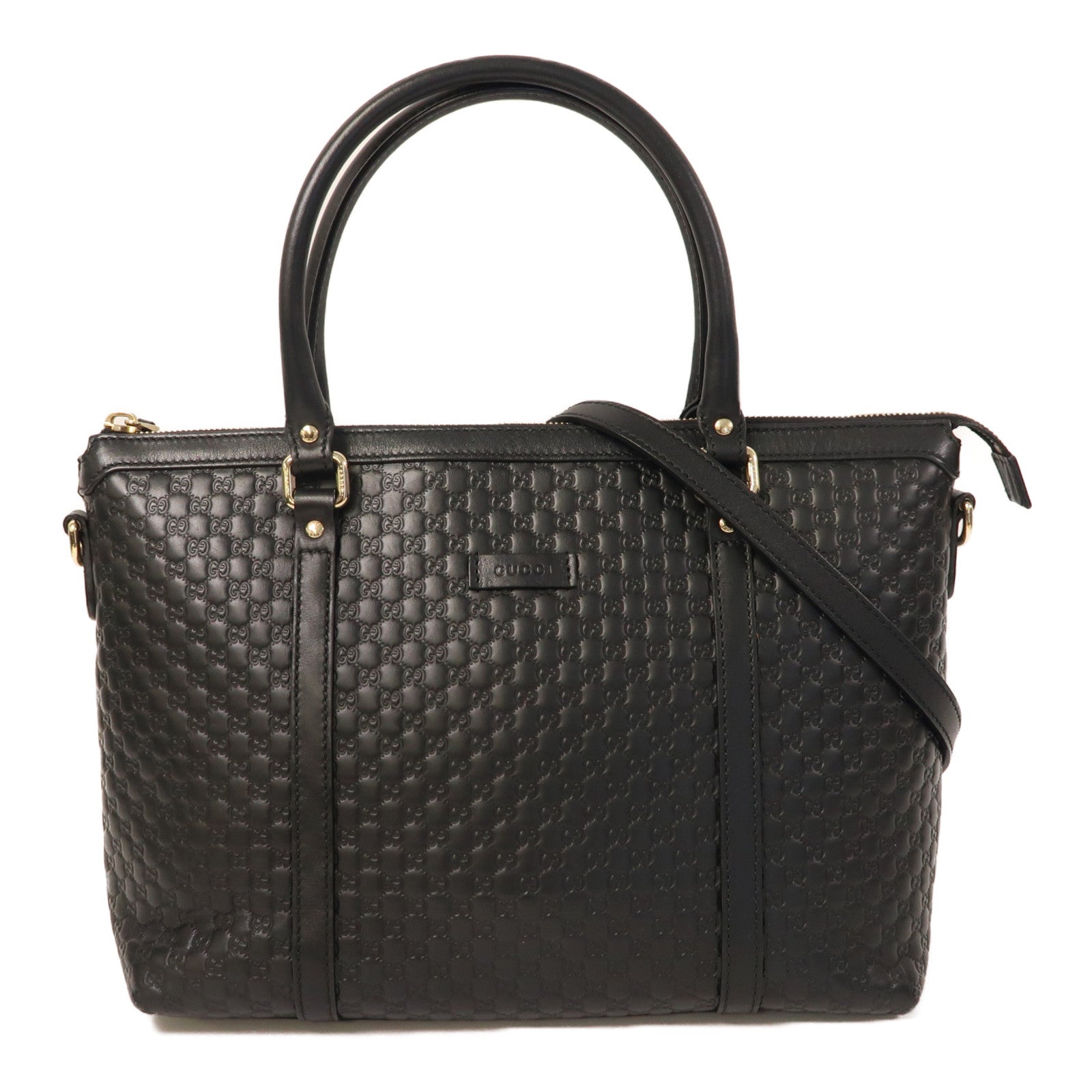 GUCCI 牛皮皮革Guccissima 2 Way Shoulder金扣手挽肩背兩用袋黑色