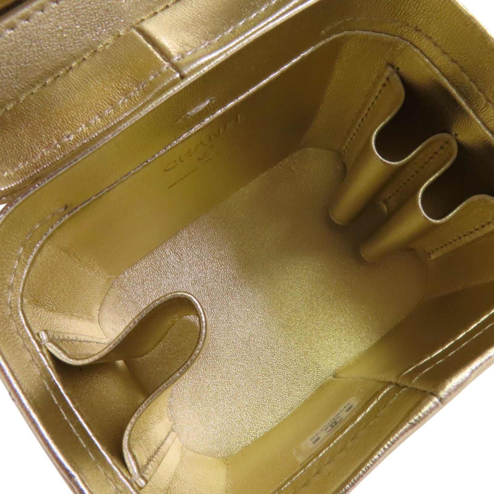 CHANEL 牛皮皮革Vanity Case金扣鏈帶肩背袋