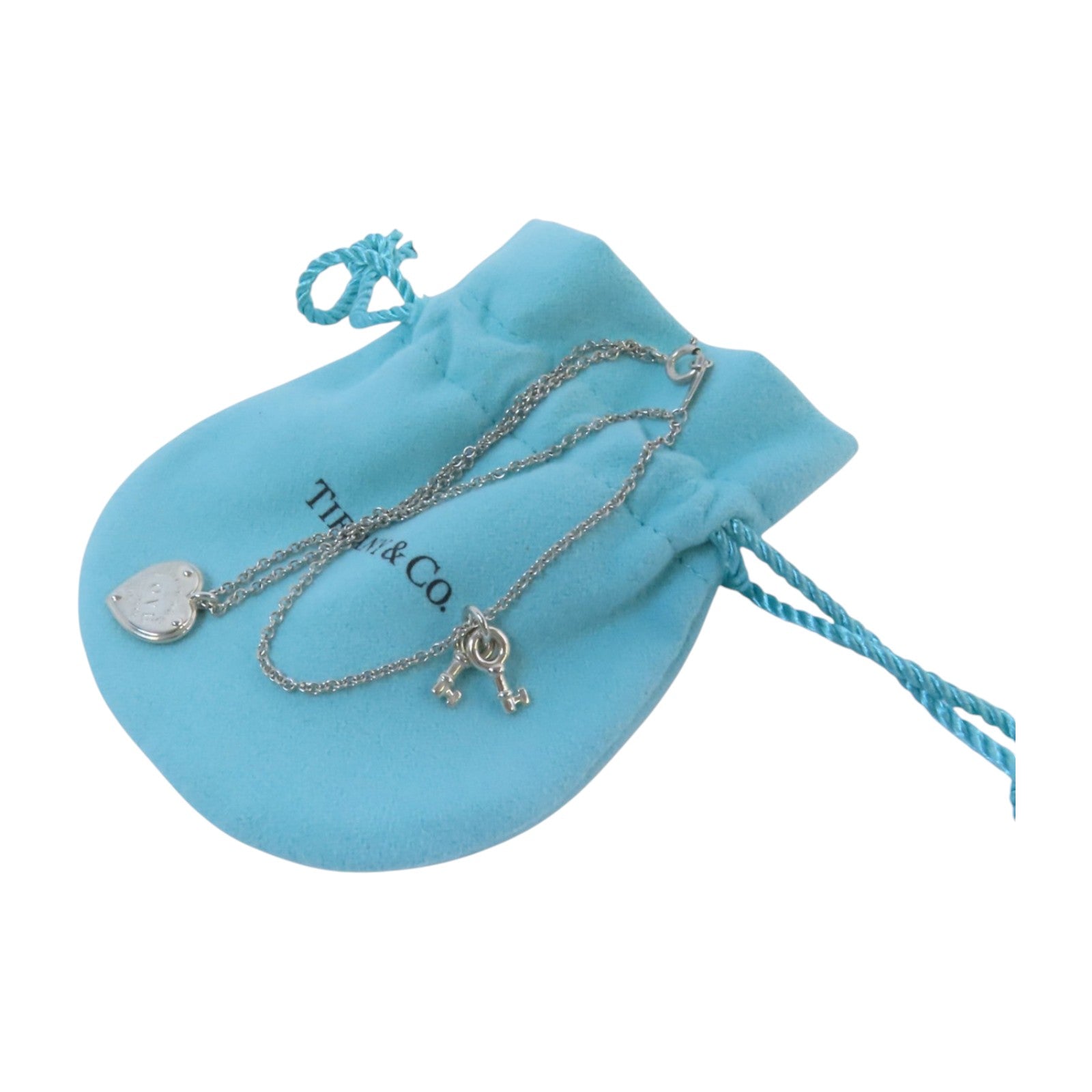 TIFFANY＆CO 925純銀Return to Tiffany Love Heart Tag Key銀扣項鏈