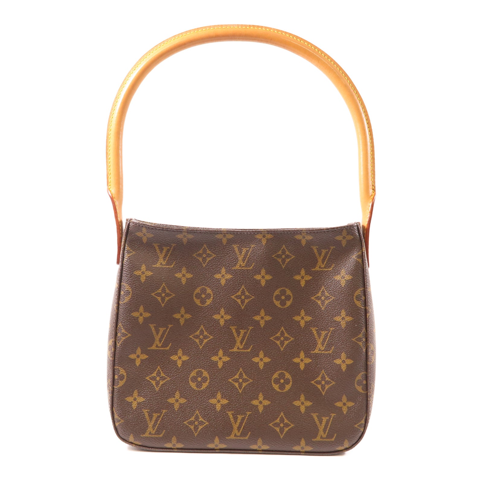 LOUIS VUITTON Monogram Looping MM金扣肩背袋棕色