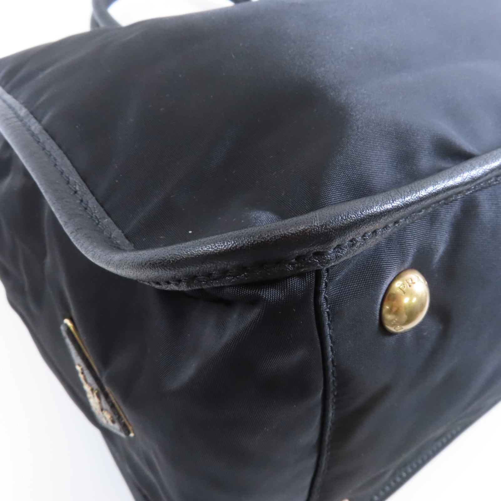 PRADA 尼龍/皮革2 Way Shoulder金扣手挽肩背兩用袋黑色
