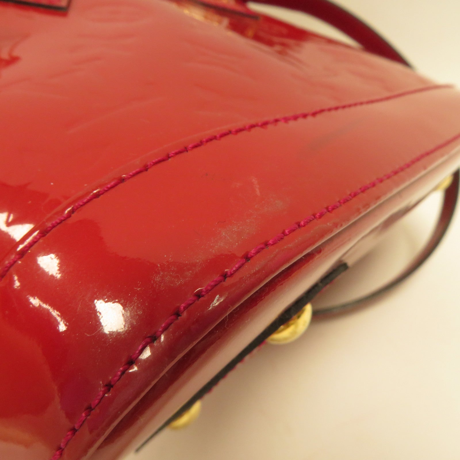 LOUIS VUITTON Monogram Vernis Alma BB金扣手挽肩背兩用袋紅色