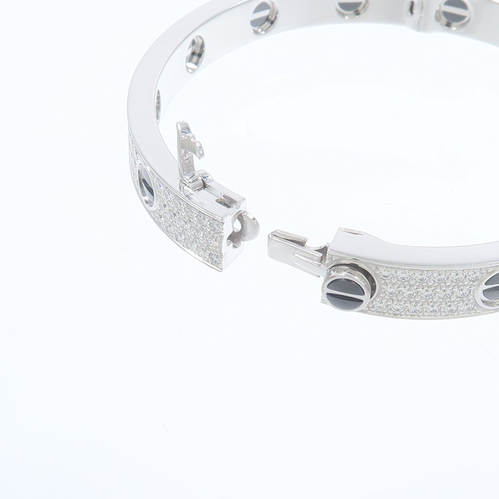 CARTIER 18K白金Love Bracelet Paved鑽石/陶瓷手鐲