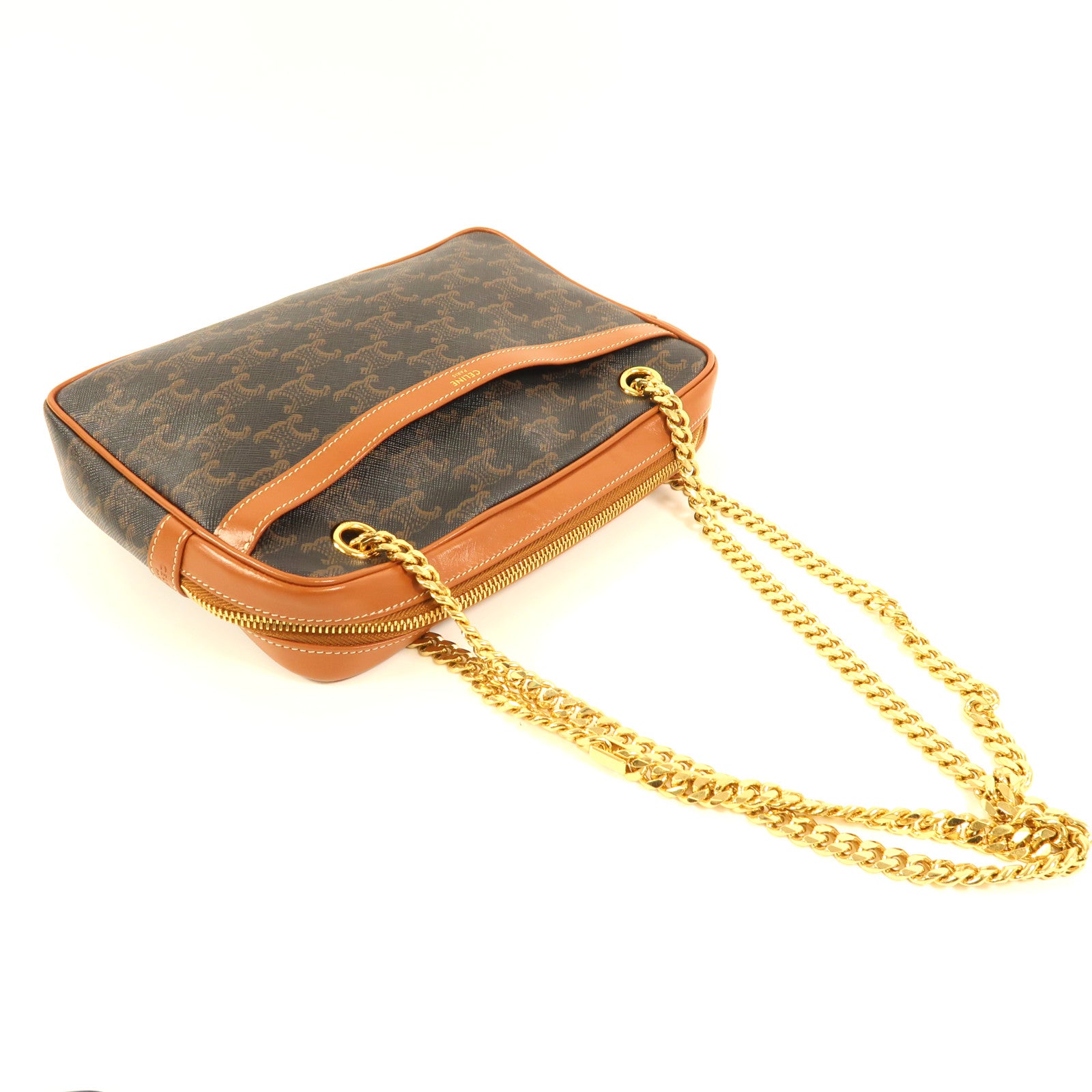 CELINE 塗層帆布Small Patapans金扣鏈帶肩背袋