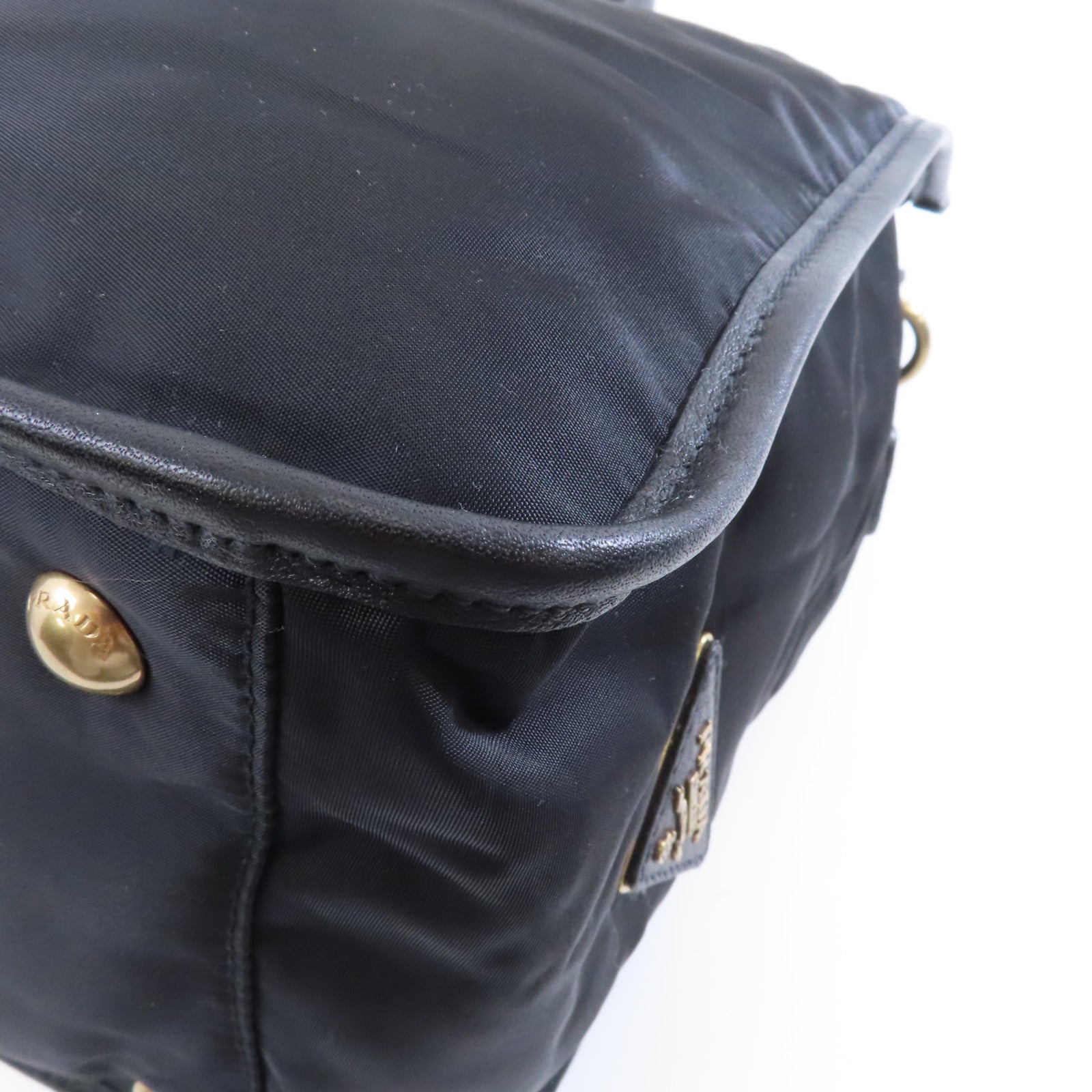 PRADA 尼龍/皮革2 Way Shoulder金扣手挽肩背兩用袋黑色