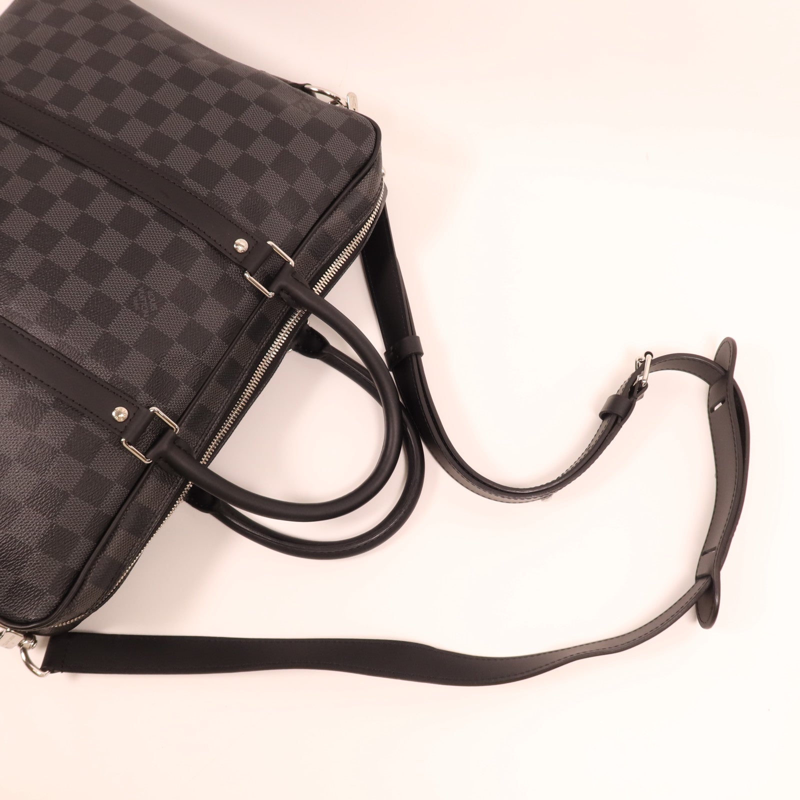 LOUIS VUITTON Damier Graphite Porte Documents Voyage銀扣肩背袋