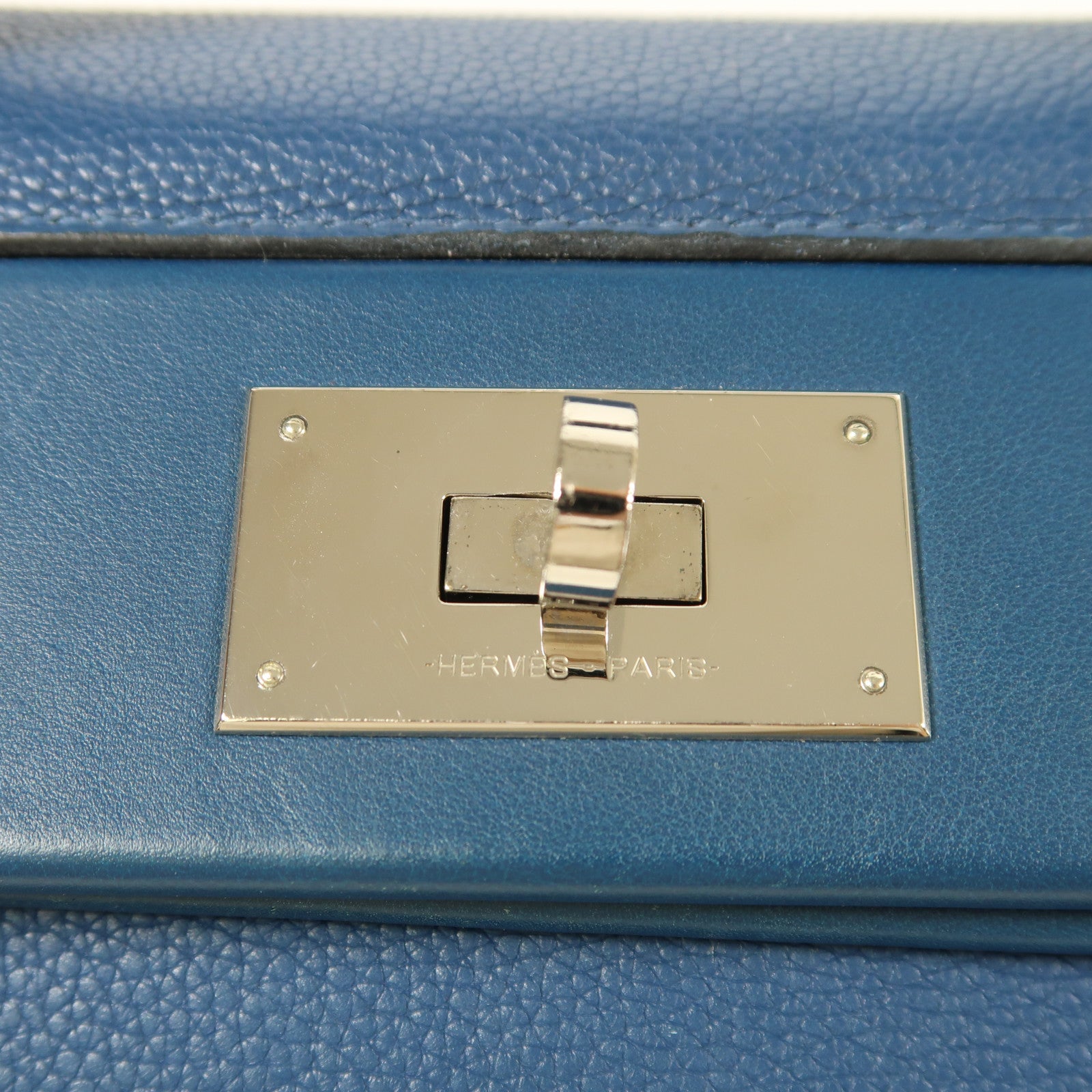 HERMES Clemence皮革24/24 29cm銀扣手挽肩背兩用袋Deep Bleu