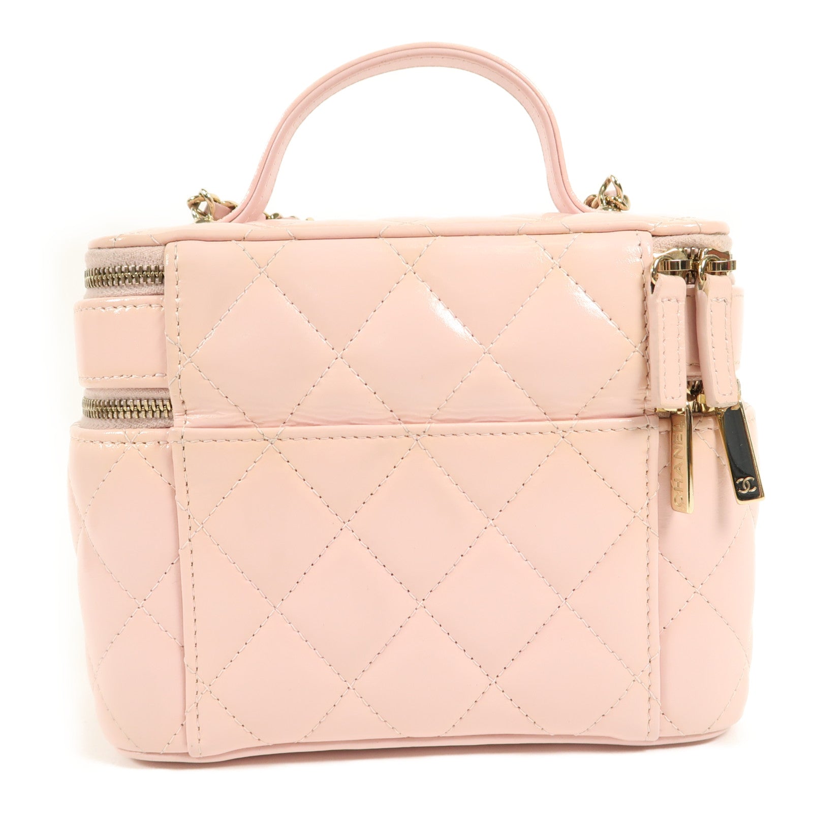 CHANEL CC GHW Vanity Case 2way Shoulder Bag Calfskin Leather Pink