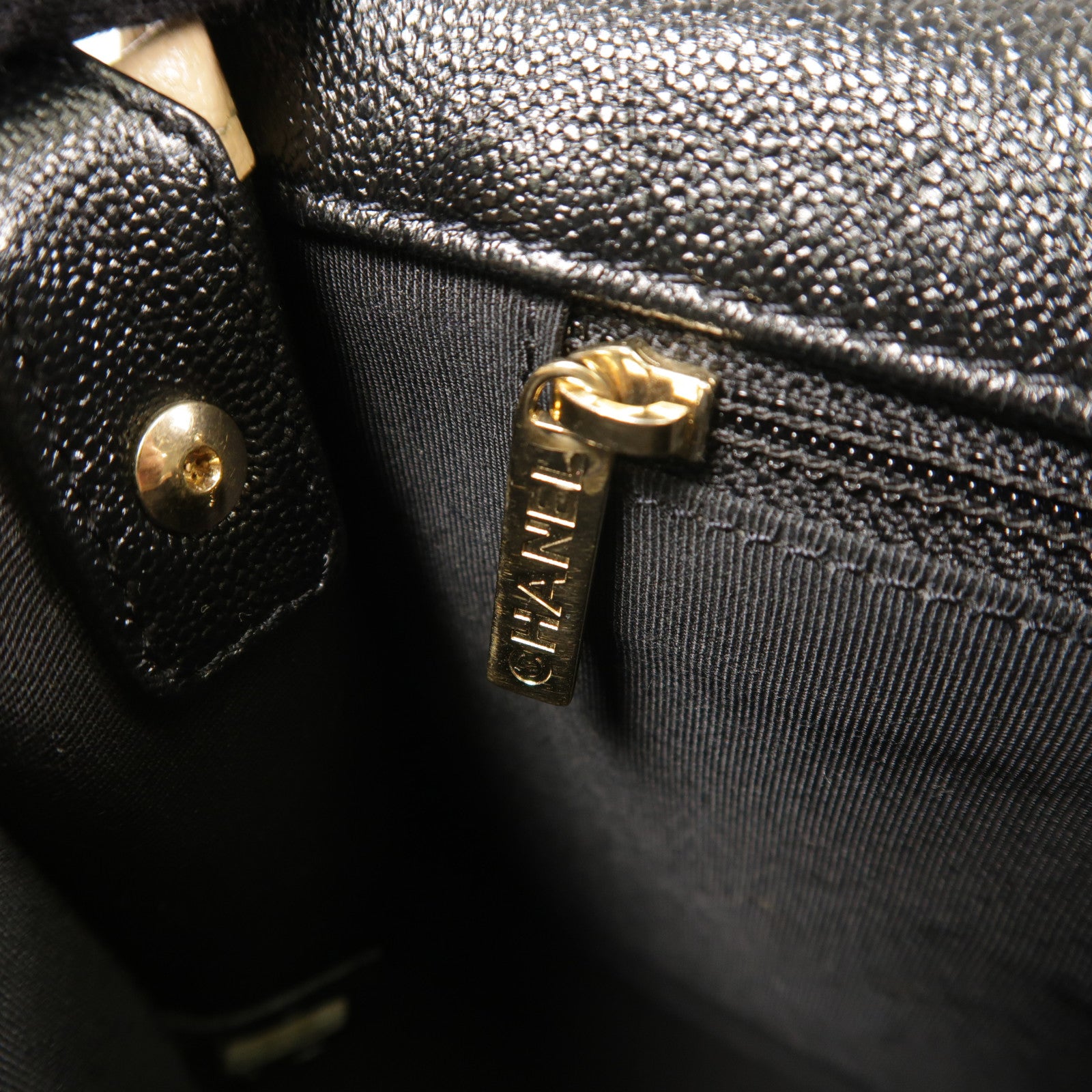 CHANEL CC GHW Messenger Bag Shoulder Calfskin Leather Black Beige