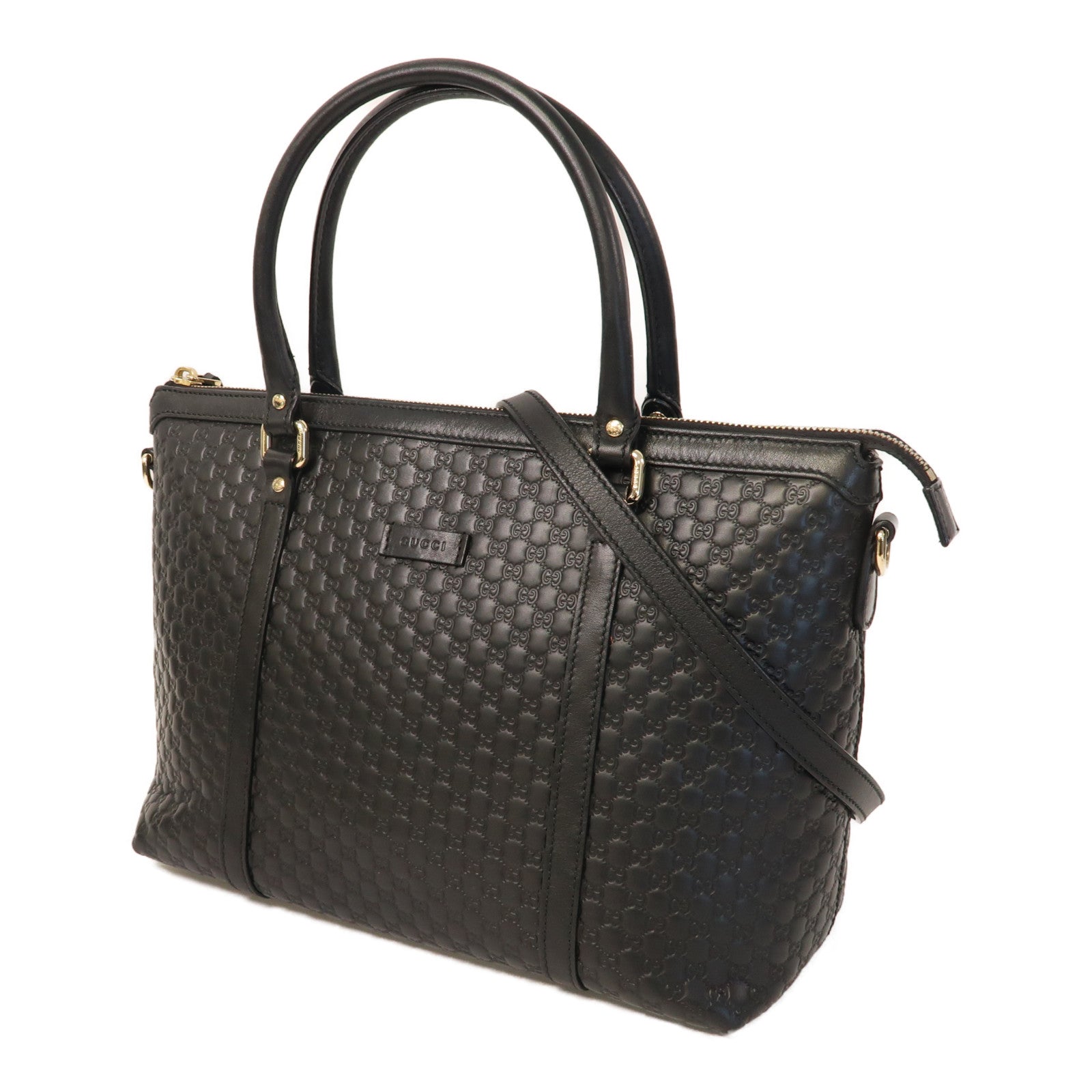 GUCCI 牛皮皮革Guccissima 2 Way Shoulder金扣手挽肩背兩用袋黑色