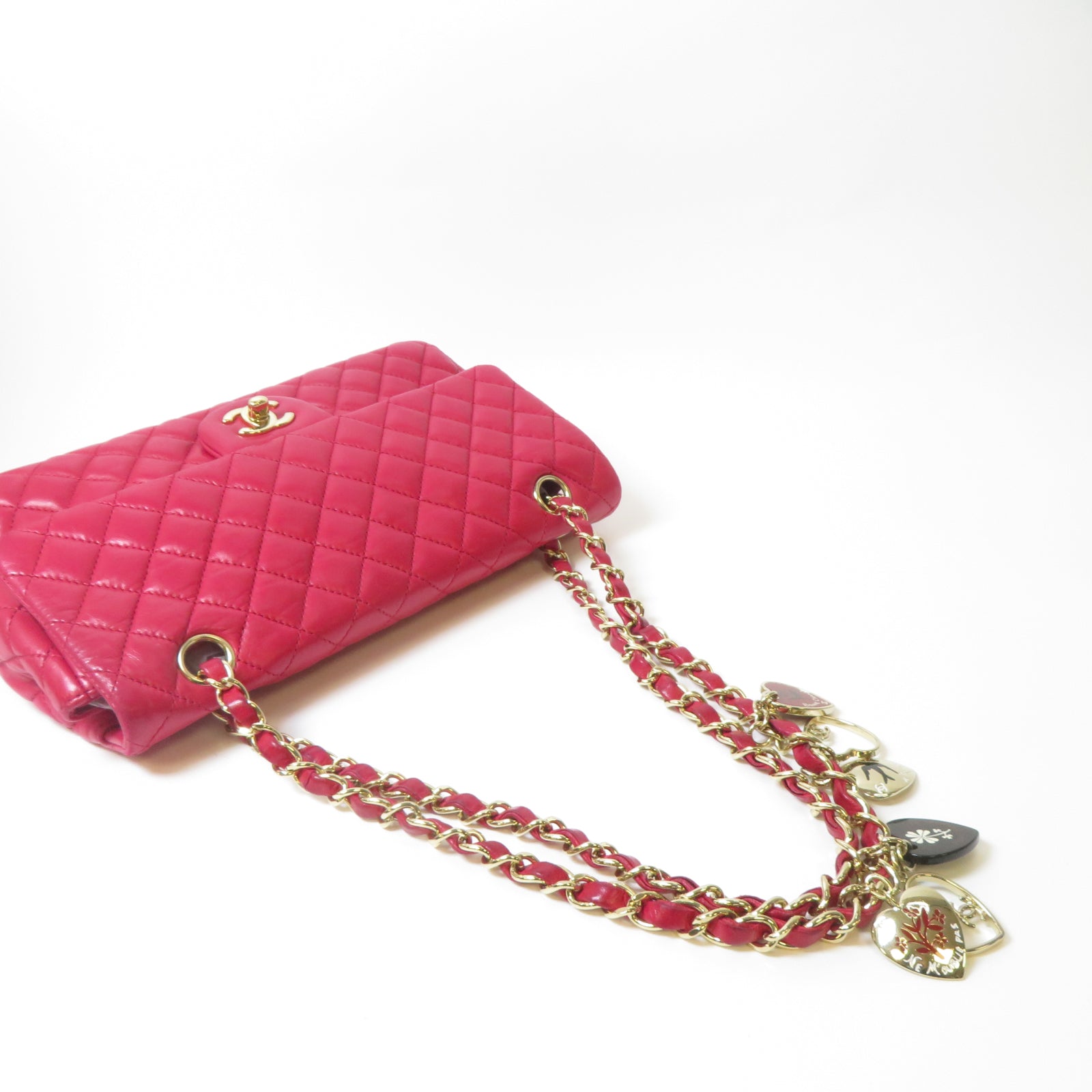 CHANEL 【激減優惠】菱格羊皮皮革Valentine Chain Shoulder Bag金扣鏈帶肩背袋粉紅色