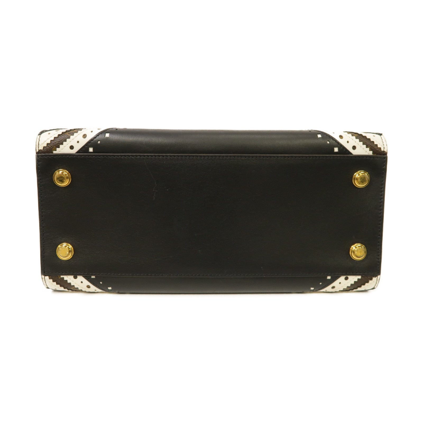LOUIS VUITTON 牛皮皮革/Monogram City Steamer MM金扣手挽肩背兩用袋白色/黑色
