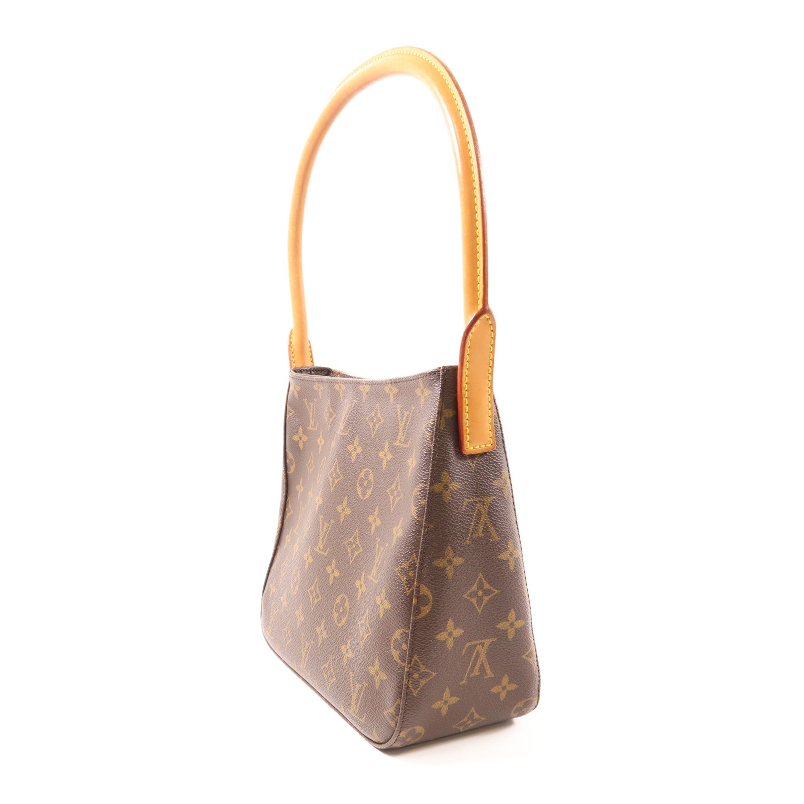LOUIS VUITTON Monogram Looping MM金扣肩背袋棕色