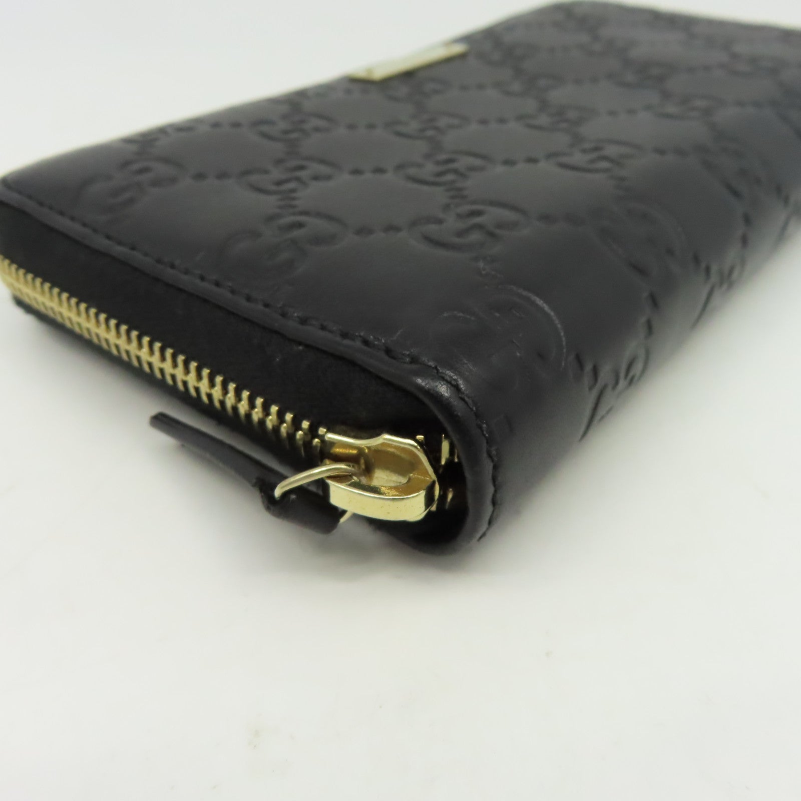 GUCCI 【激減優惠】牛皮皮革Zipper Long Wallet金扣長錢包黑色