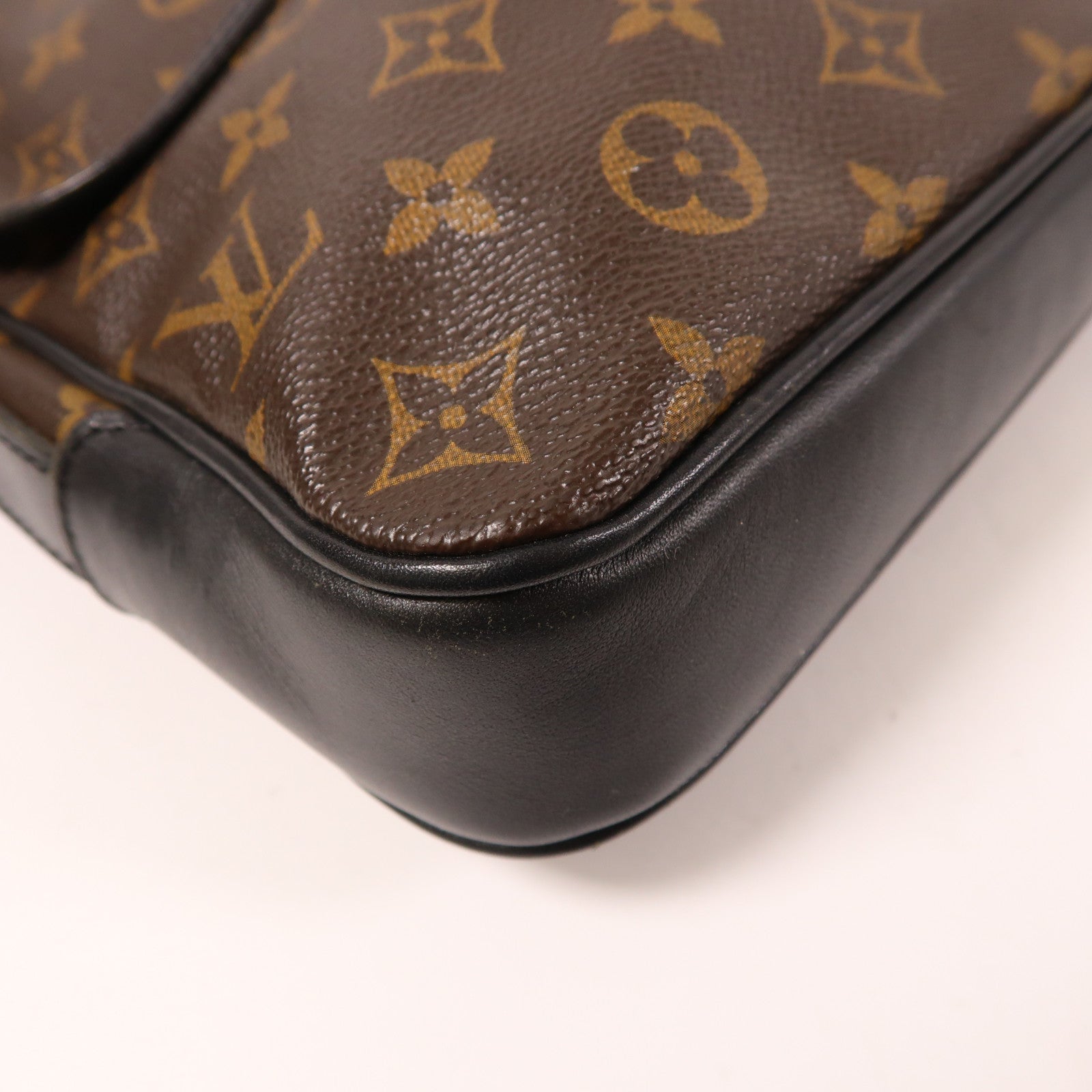 LOUIS VUITTON Monogram Macassar Bass銀扣肩背袋棕色