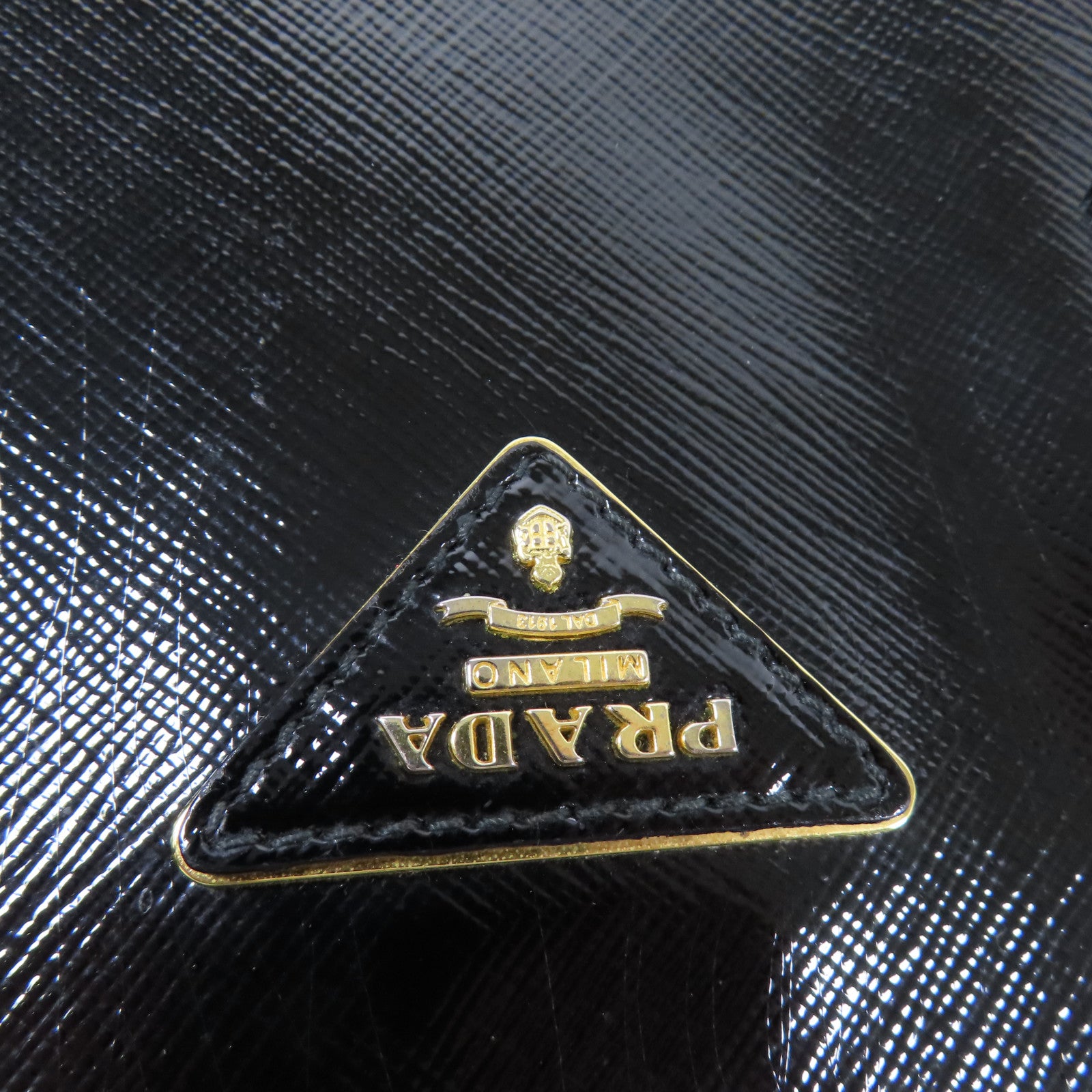 PRADA 漆皮皮革2Way Shoulder金扣手挽肩背兩用袋