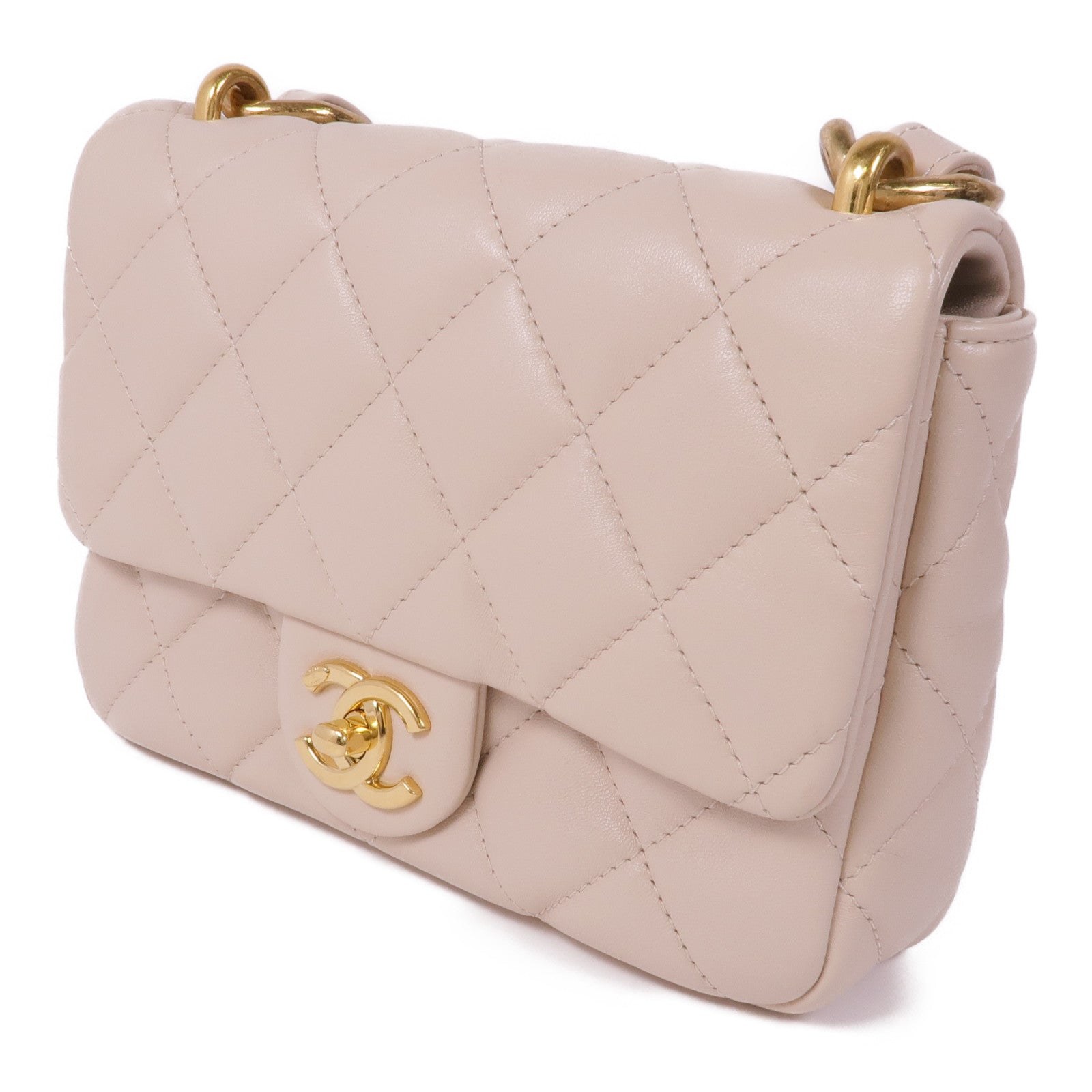 CHANEL 羊皮皮革Chain Shoulder Bag金扣鏈帶肩背袋