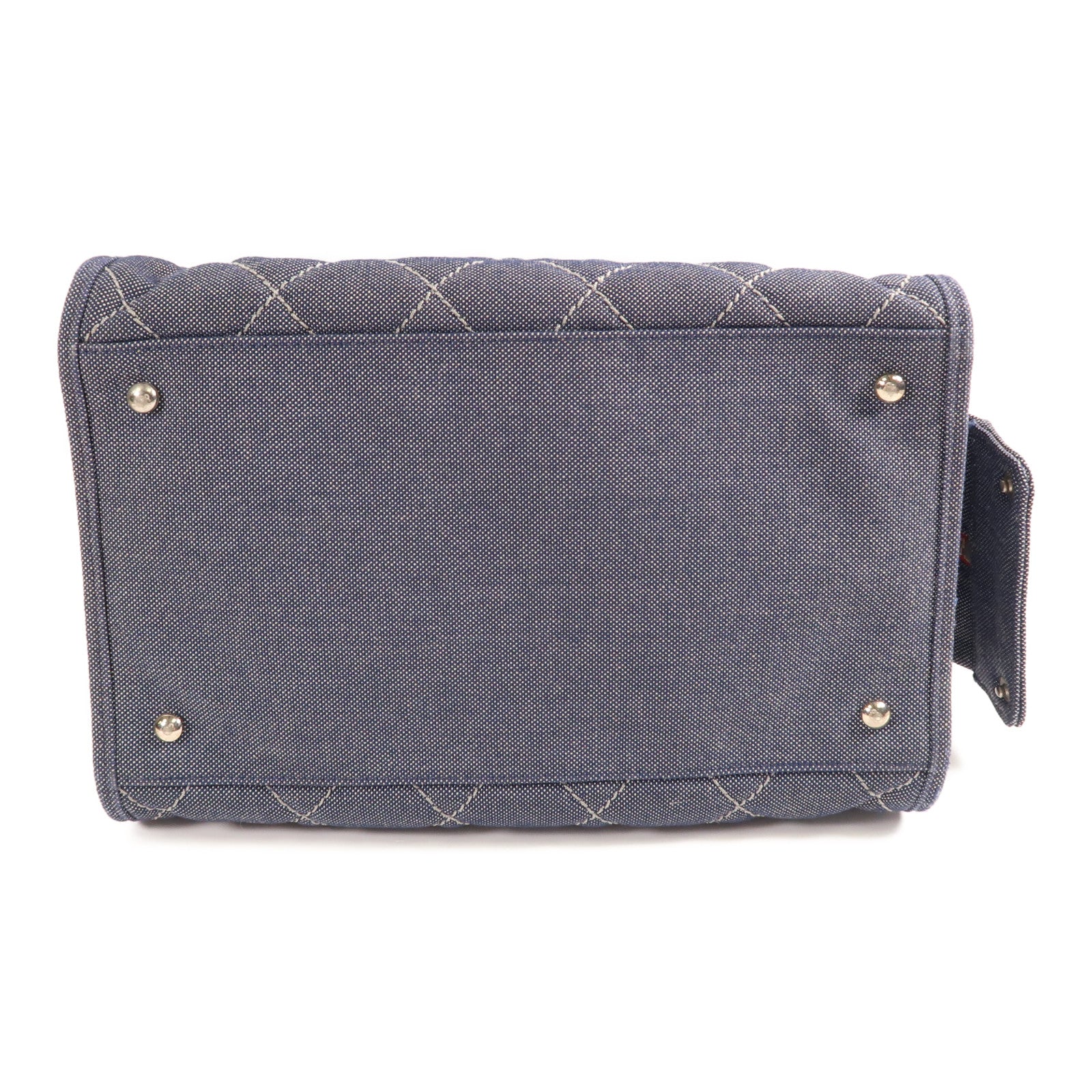 CHANEL 牛仔布Chain Shoulder銀扣鏈帶肩背袋