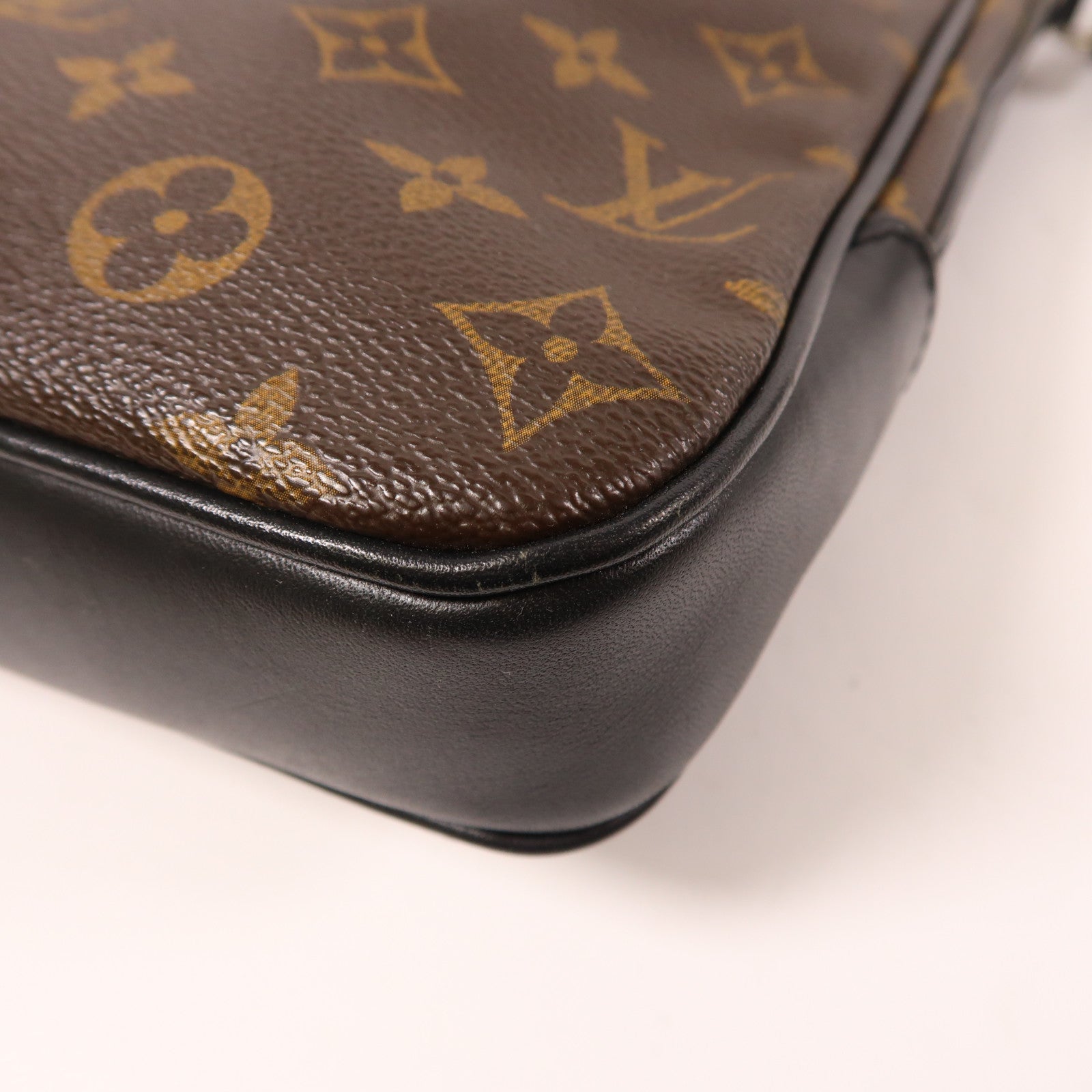 LOUIS VUITTON Monogram Macassar Bass銀扣肩背袋棕色