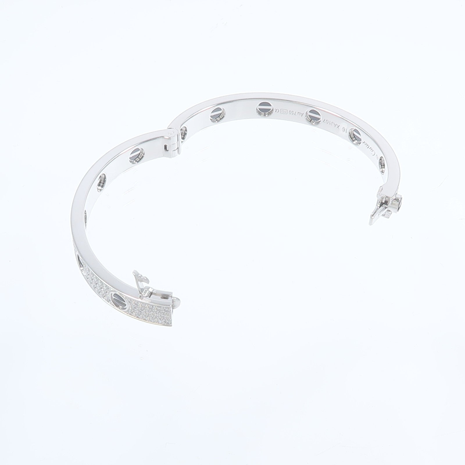 CARTIER 18K白金Love Bracelet Paved鑽石/陶瓷手鐲