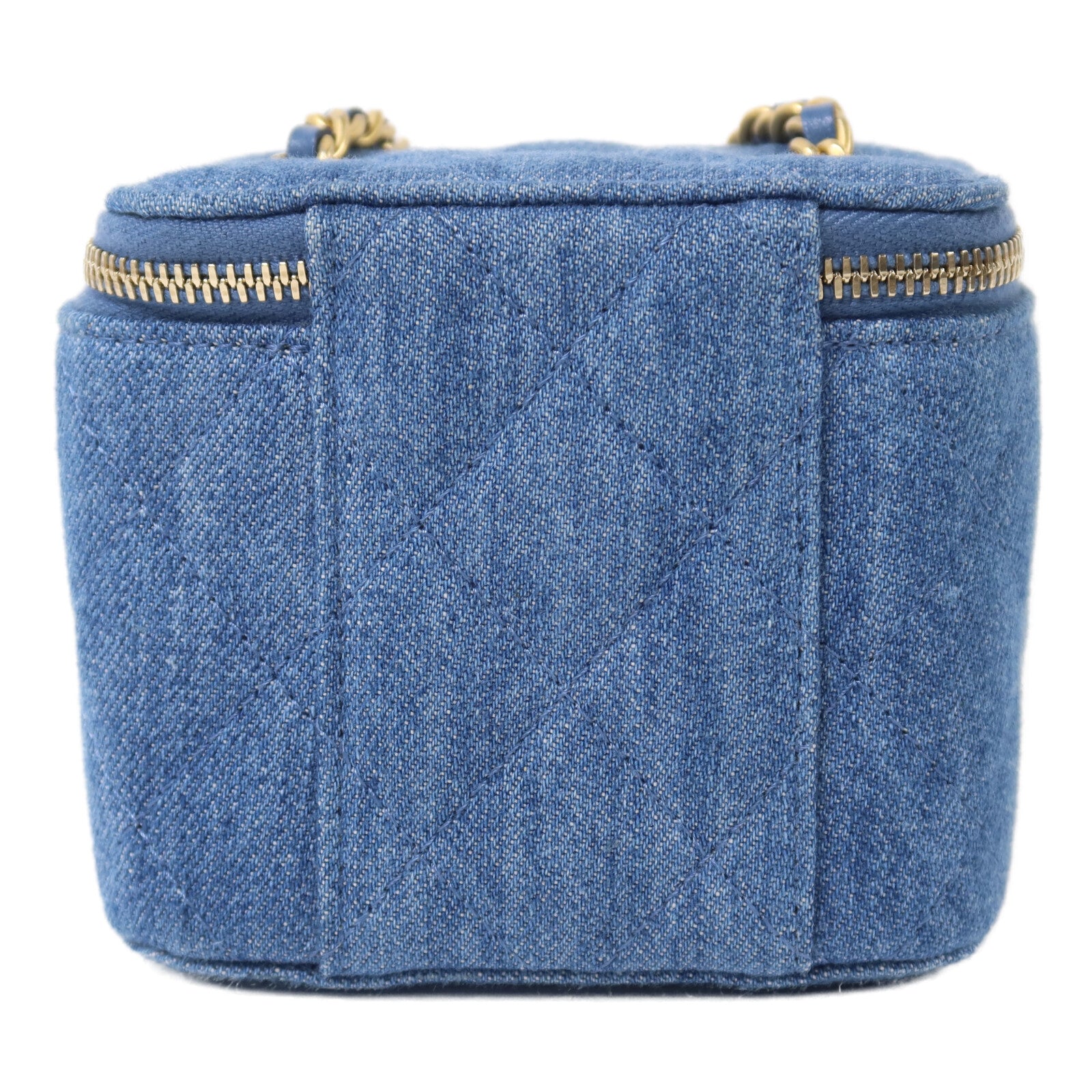 CHANEL 牛仔布Mini Vanity Case鏈帶肩背袋